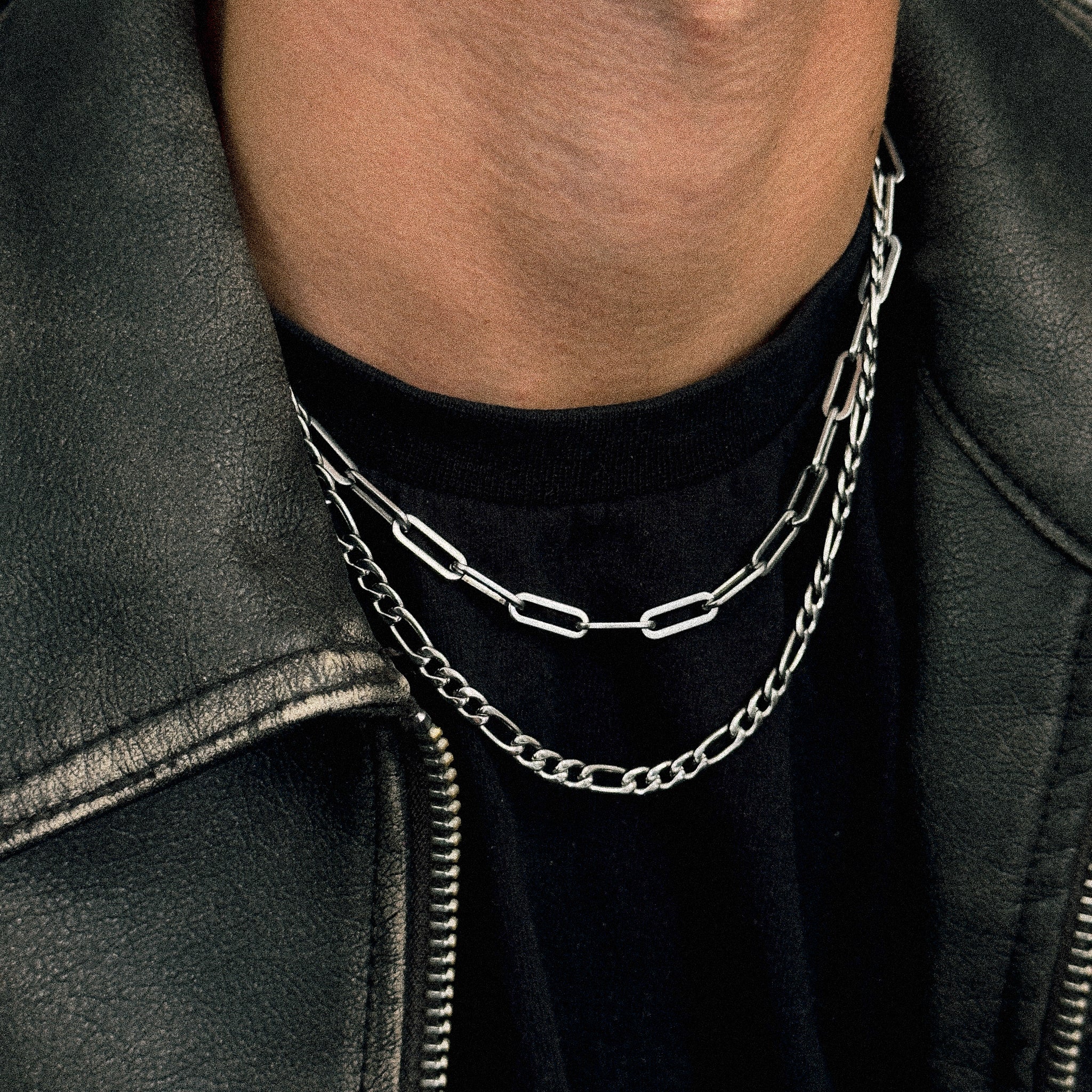 Stainless Steel Figaro Chain 5mm Closeup for Men’s Jewelry