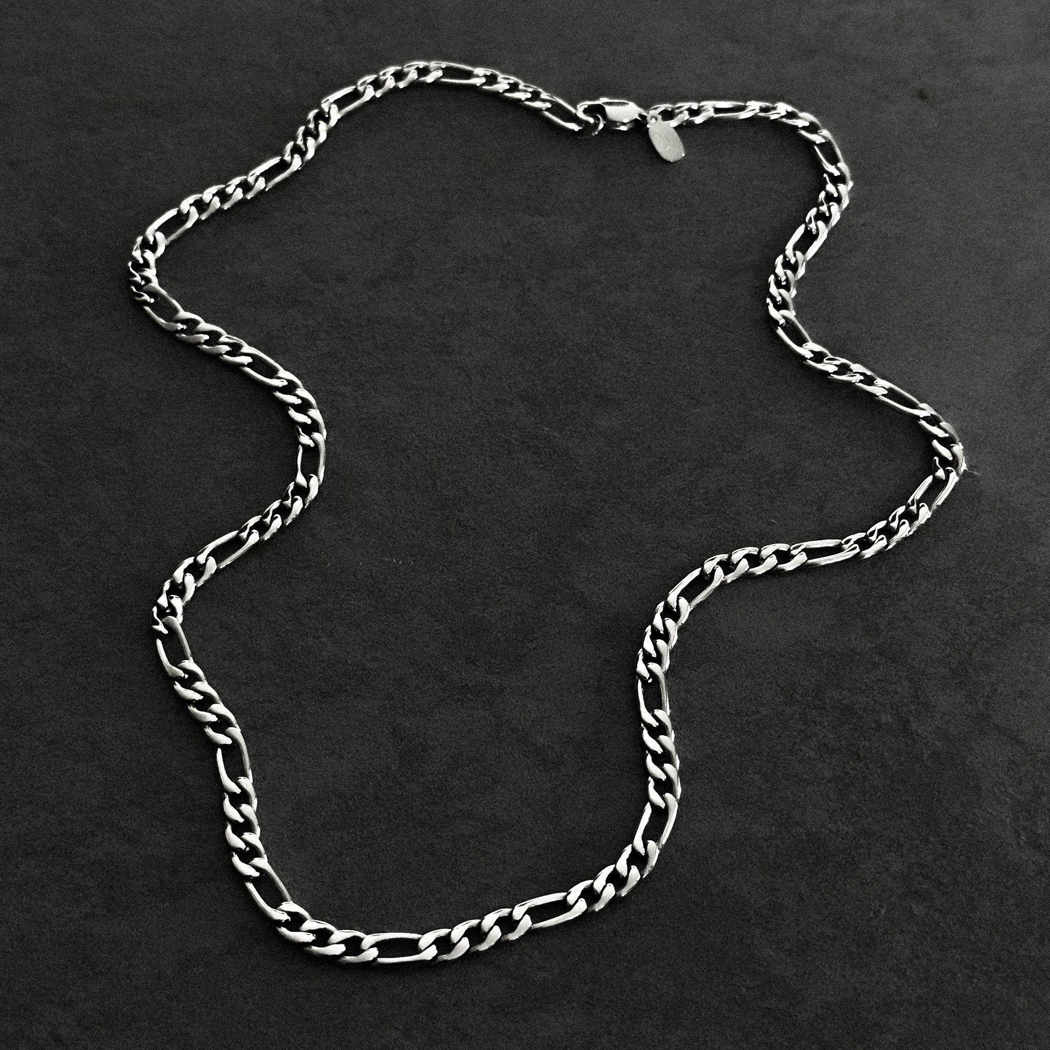 Side Perspective of Figaro Chain Necklace Stainless Steel 5mm