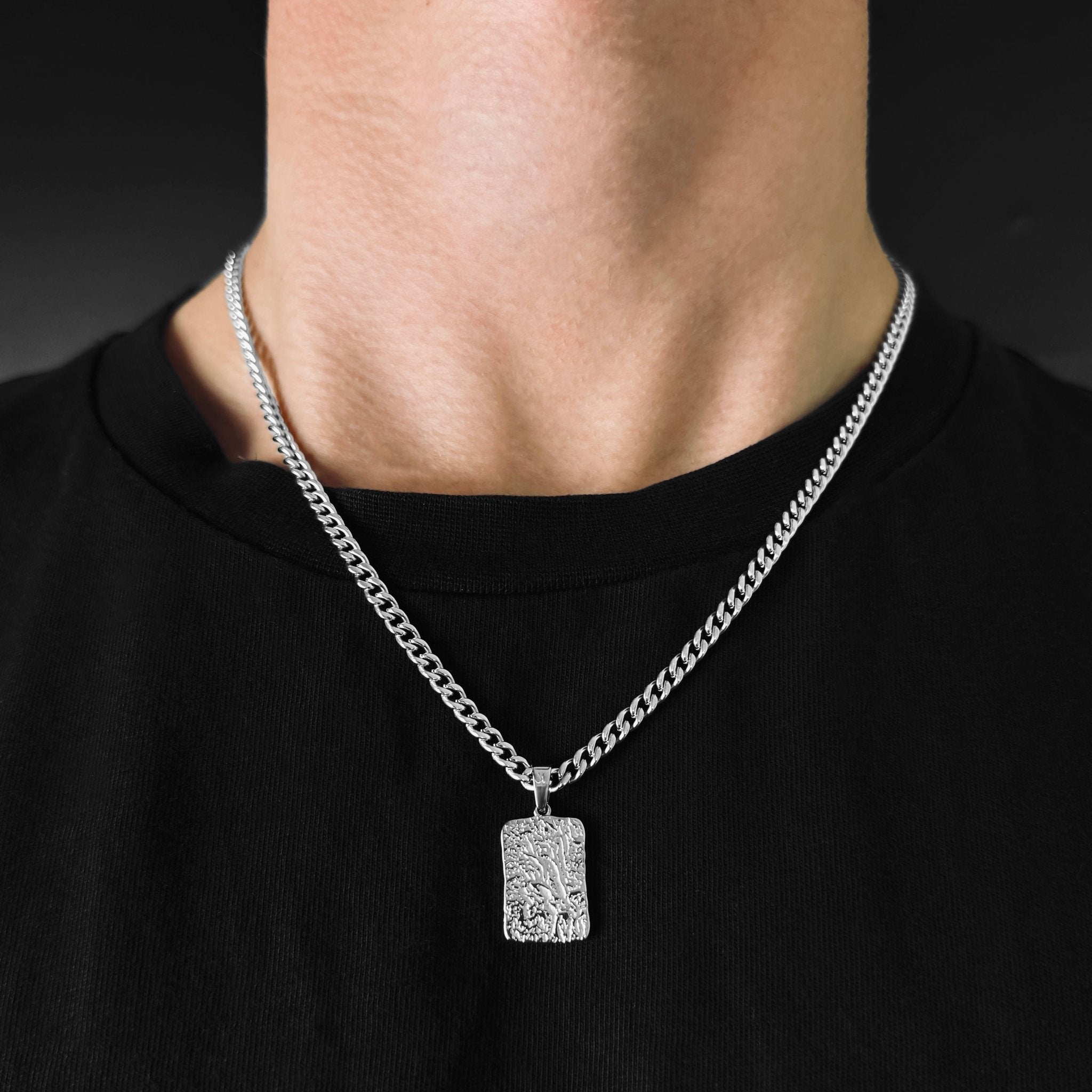 Lava Cuban Chain - Silver (4mm) - Chain with Pendant - 50cm / 20'' - JVillion®