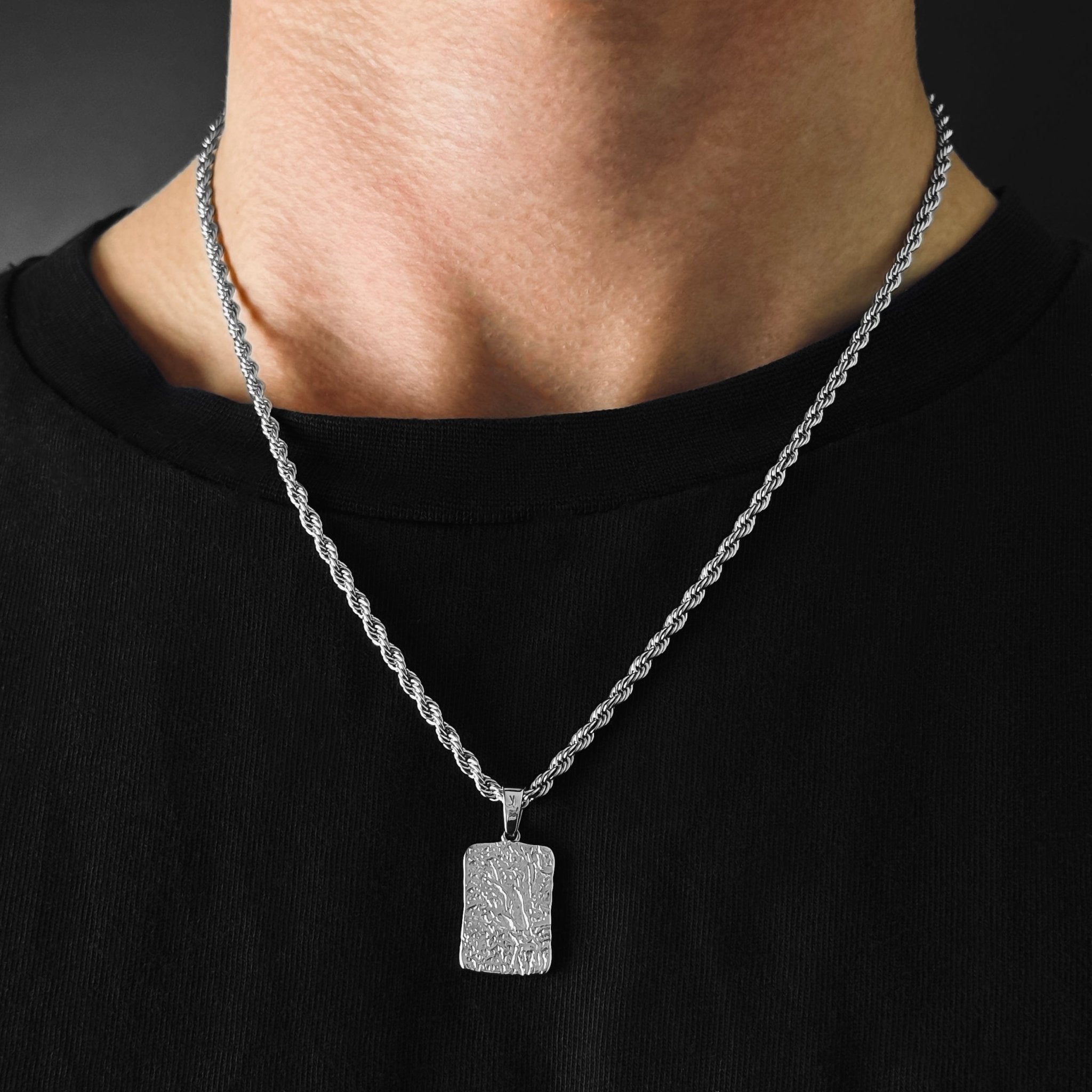 Lava Rope Chain - Silver (3mm) - Chain with Pendant - 50cm / 20'' - JVillion®