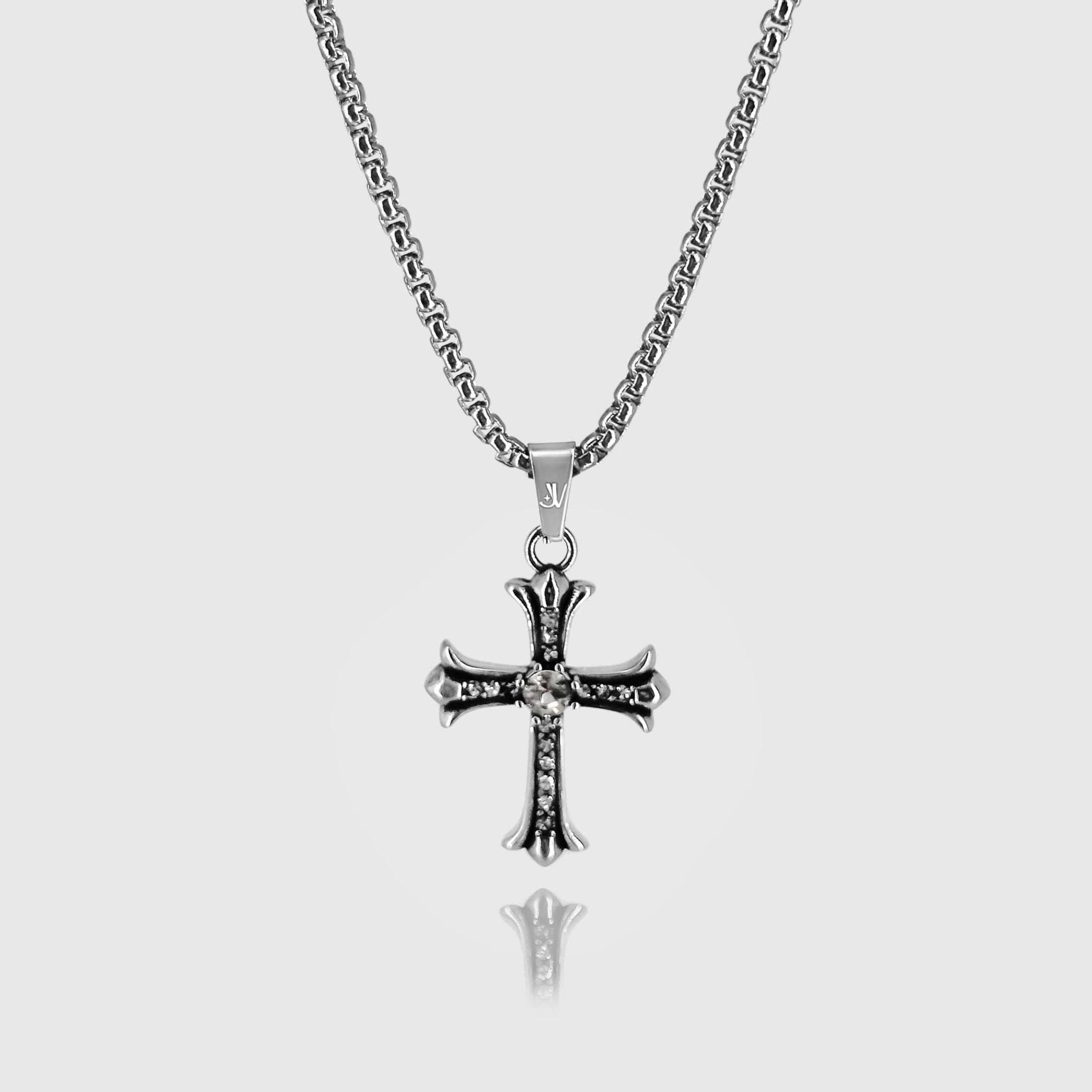 Shiny Cross Box Chain Silver Men (2.5mm) - Streetwear Jewelry