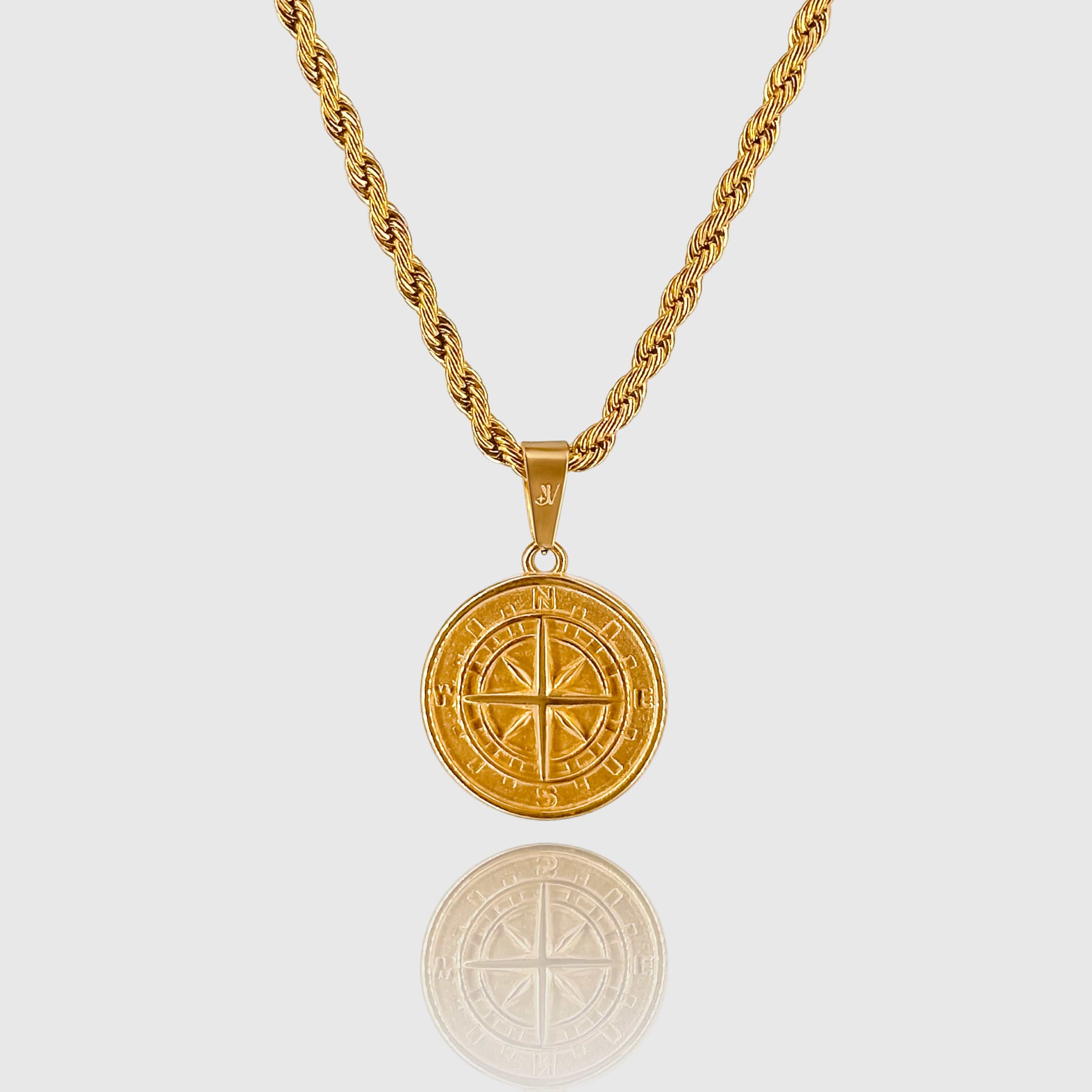 Compass Rope Chain - Gold (3mm) Chain with Pendant JVILLION