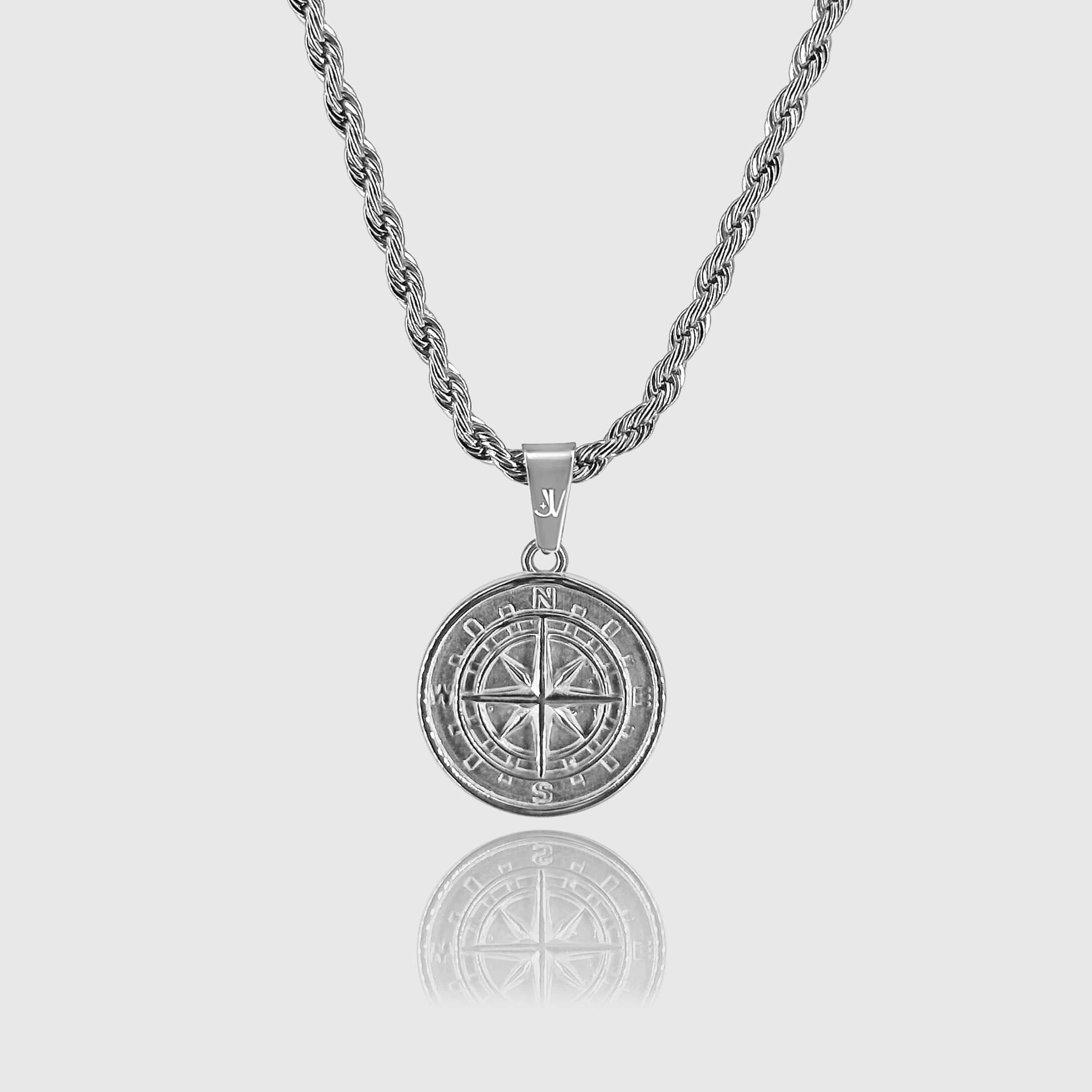Compass Rope Chain - Silver (3mm) Chain with Pendant JVILLION