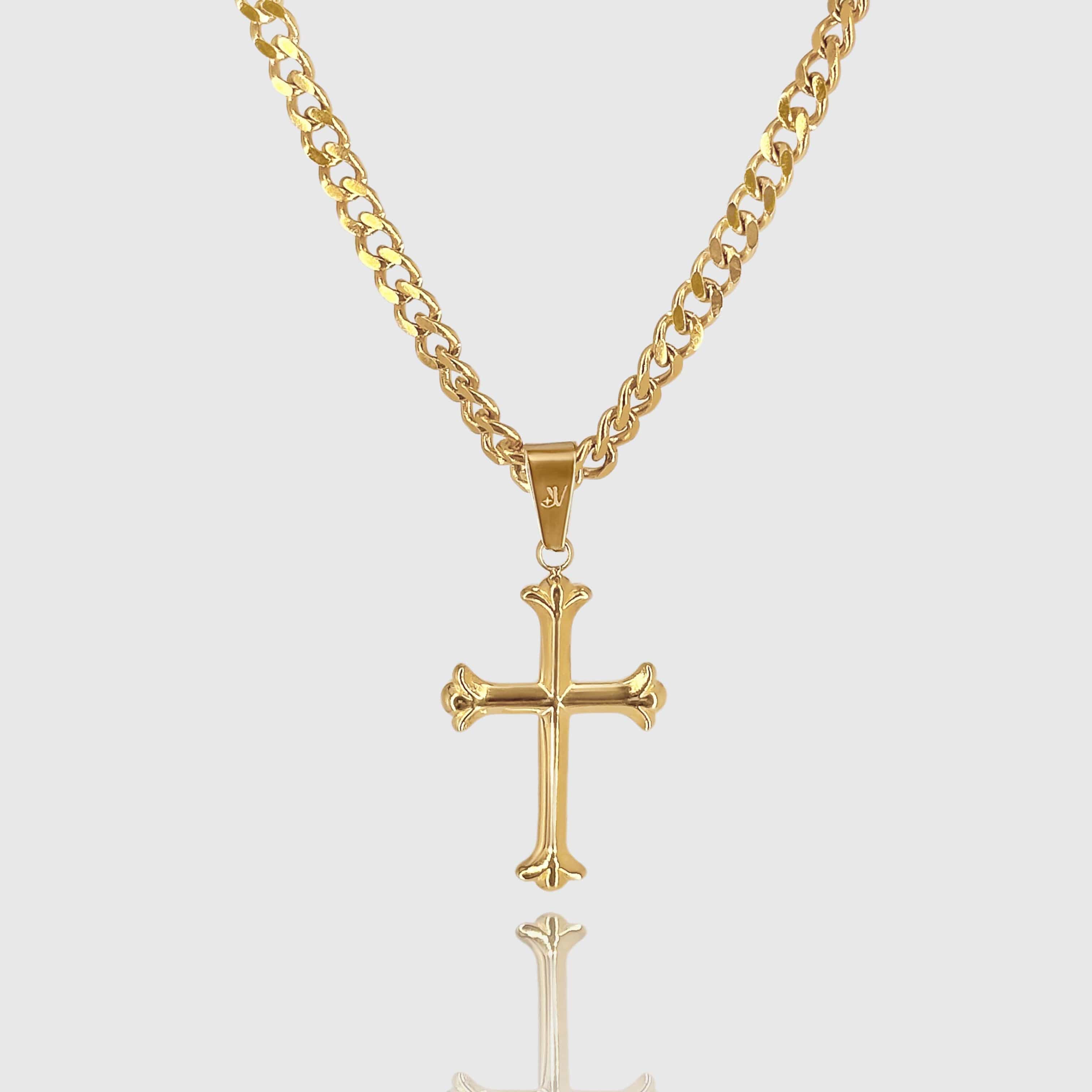 Cross Cuban Chain - Gold (4mm) Chain with Pendant JVILLION