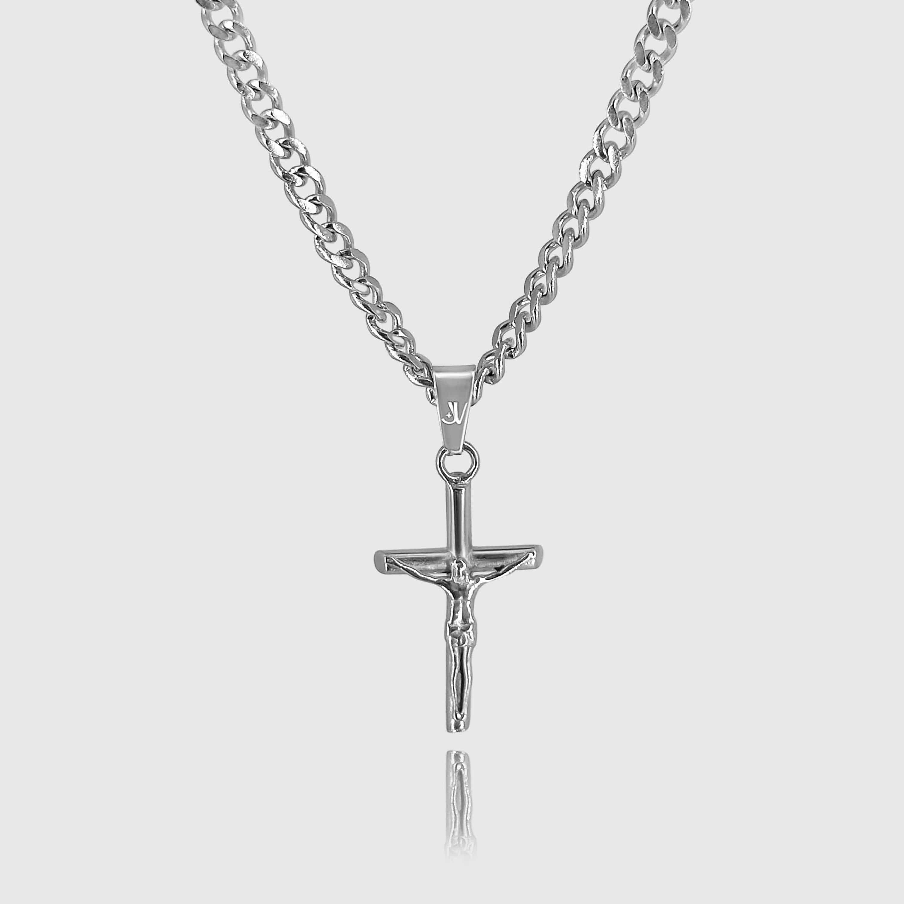 Jesus Cross Cuban Chain - Silver (4mm) Chain with Pendant JVILLION
