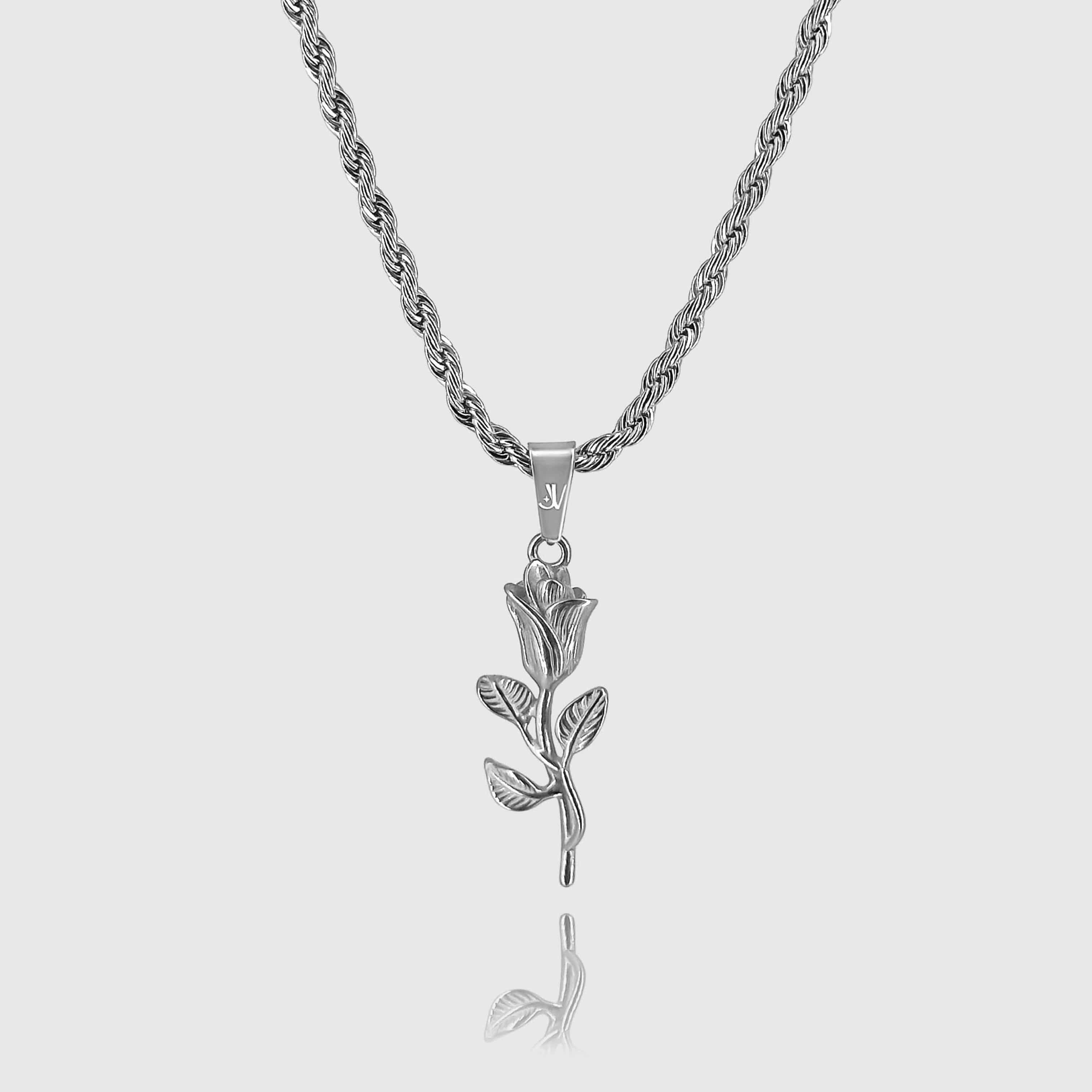 Rose Rope Chain - Silver (3mm) Chain with Pendant JVILLION