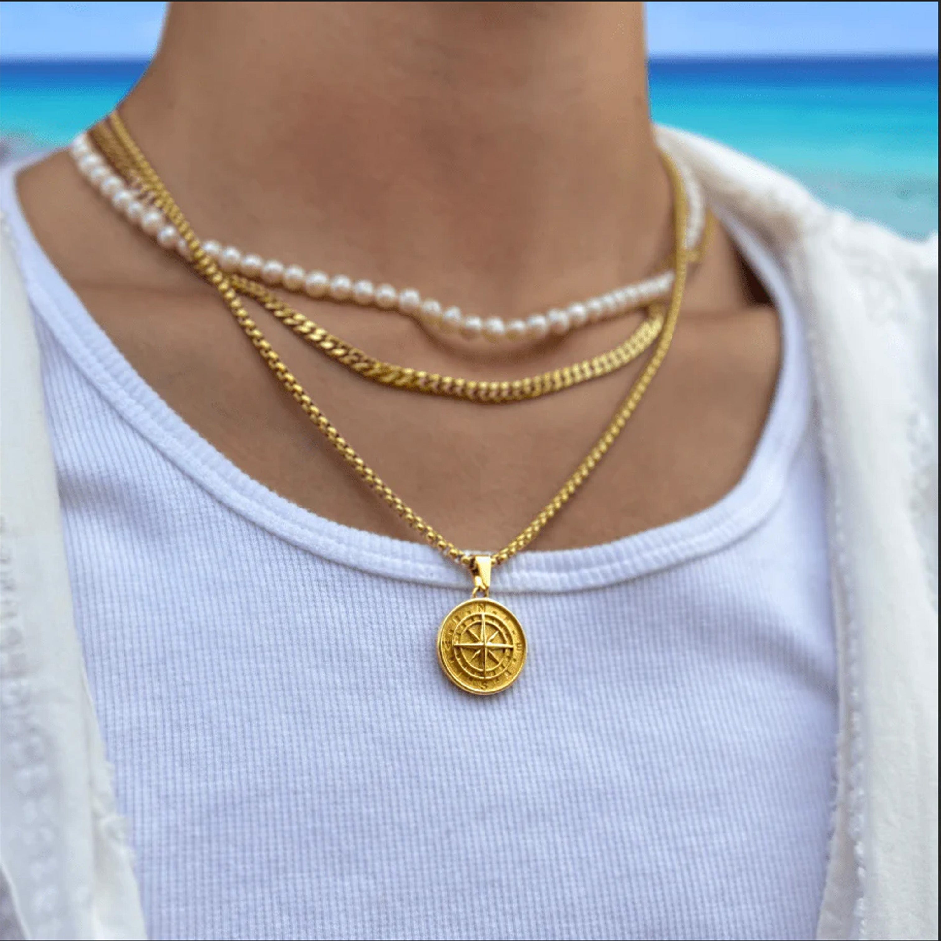 Compass Box Chain - Gold (2,5mm) Chain with Pendant JVILLION