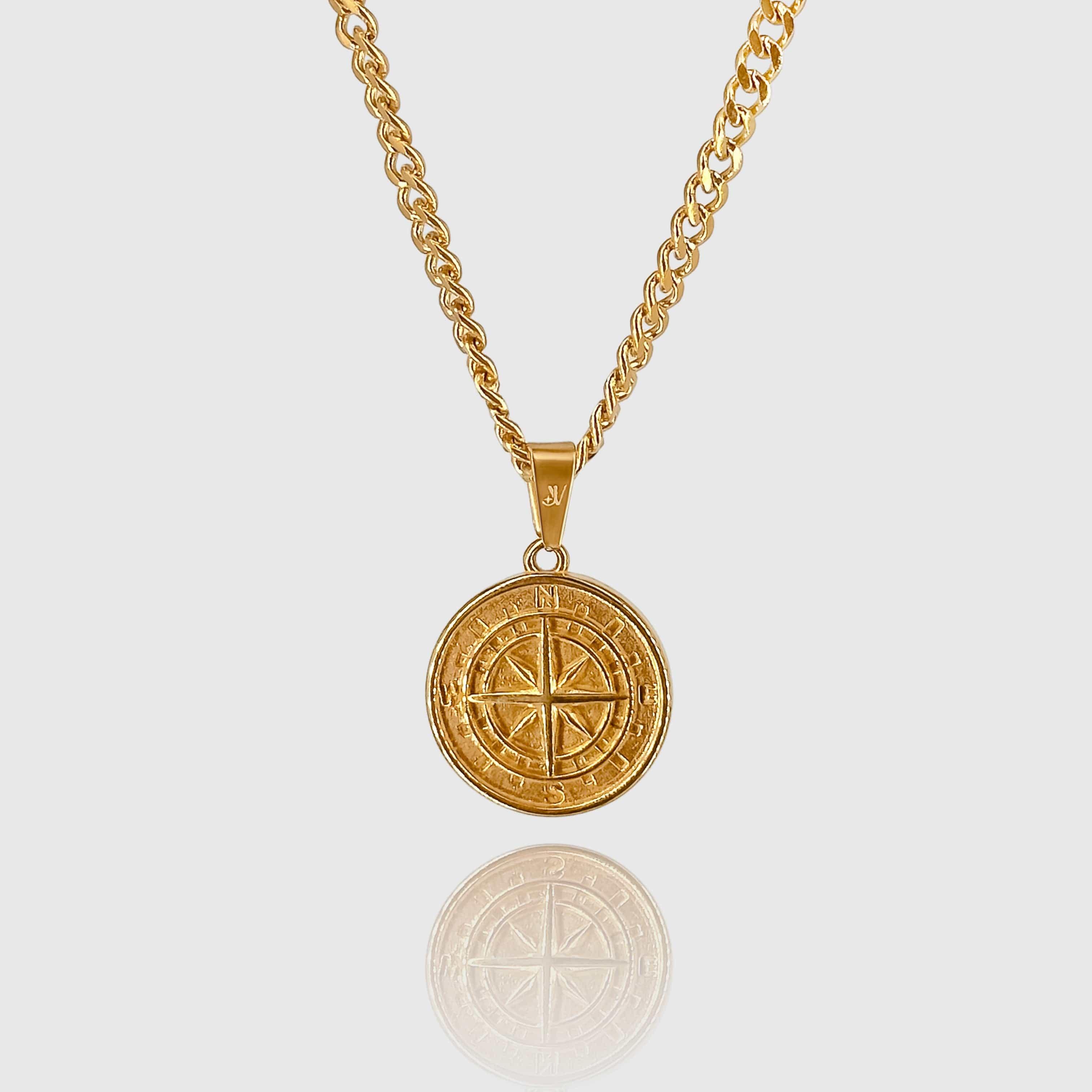 Compass Cuban Chain - Gold (4mm) Chain with Pendant JVILLION