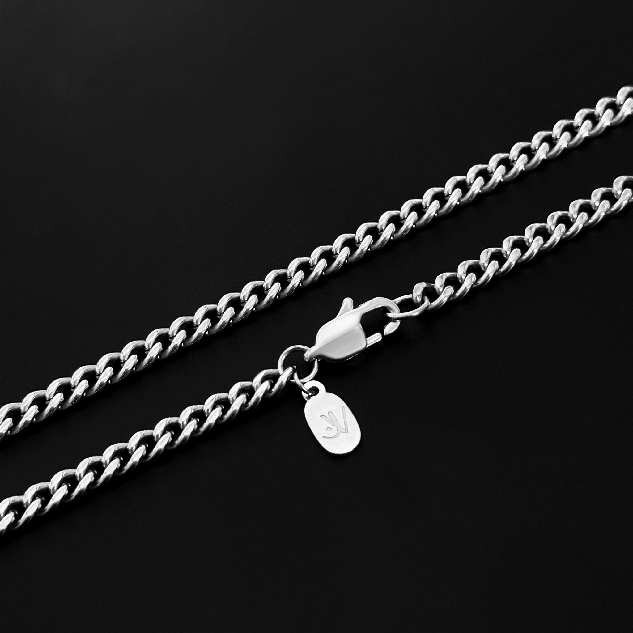 Collana Uomo In Acciaio Inox Con Croce – Catenina Cubana 6 Mm Lunghezza 24 Pollici Argento Collana Uomo In Acciaio Inox Con Croce – Catenina Cubana 6 Mm Lunghezza 24 Pollici Argento
