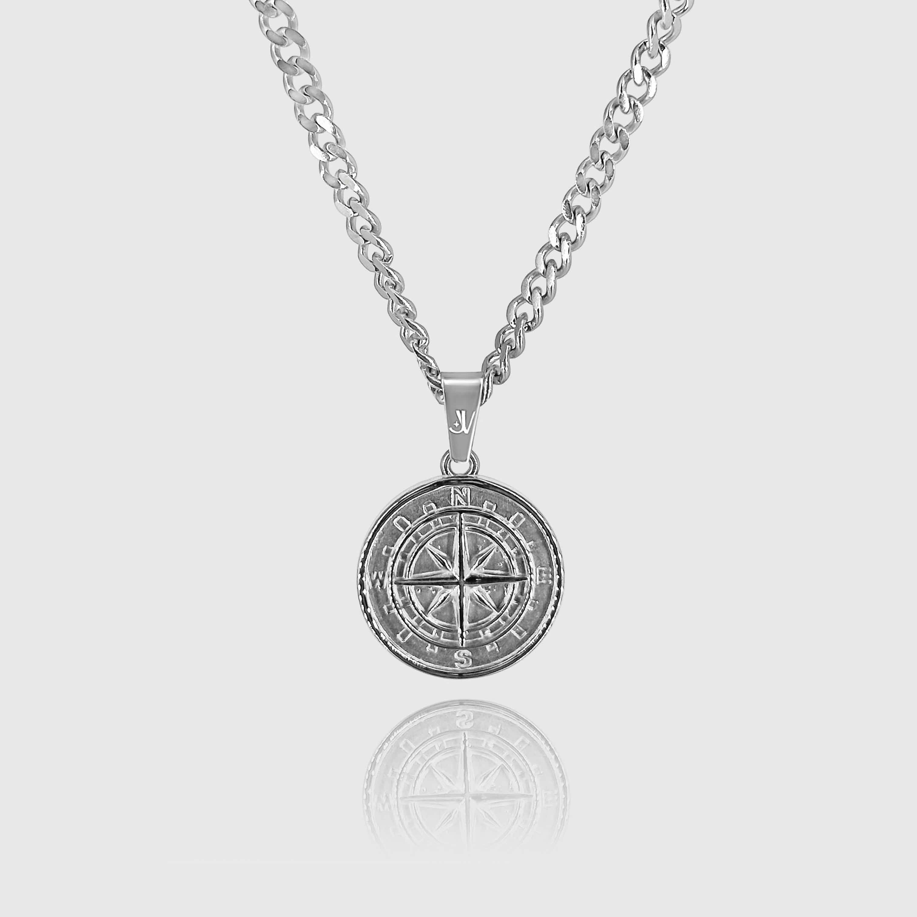 Compass Cuban Chain - Silver (4mm) Chain with Pendant JVILLION