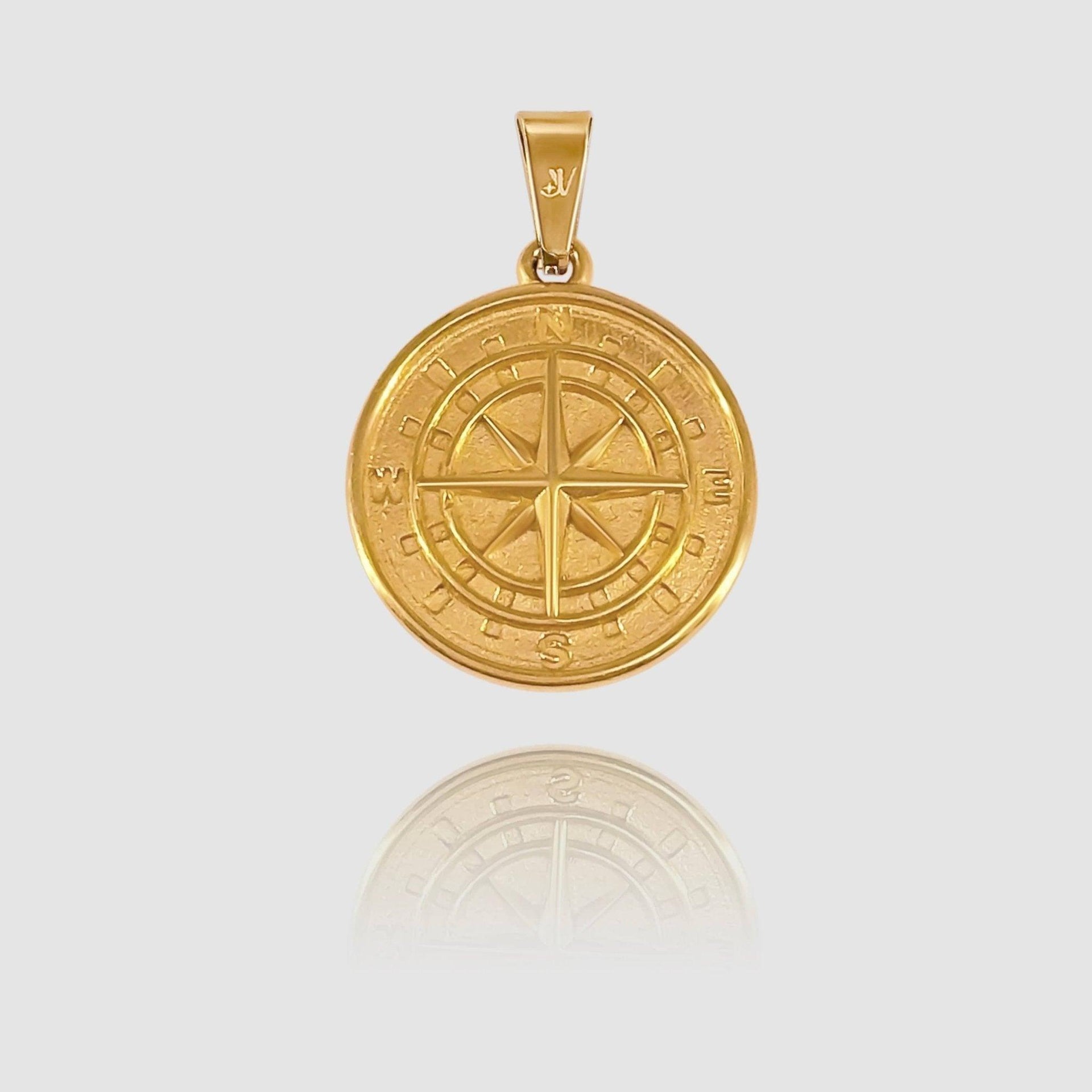 Compass Pendant Gold Men Streetwear Jewelry - Main Image