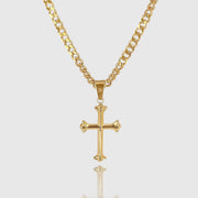 Ciondolo croce dorato su collana a maglia cubana 4mm, JVillion