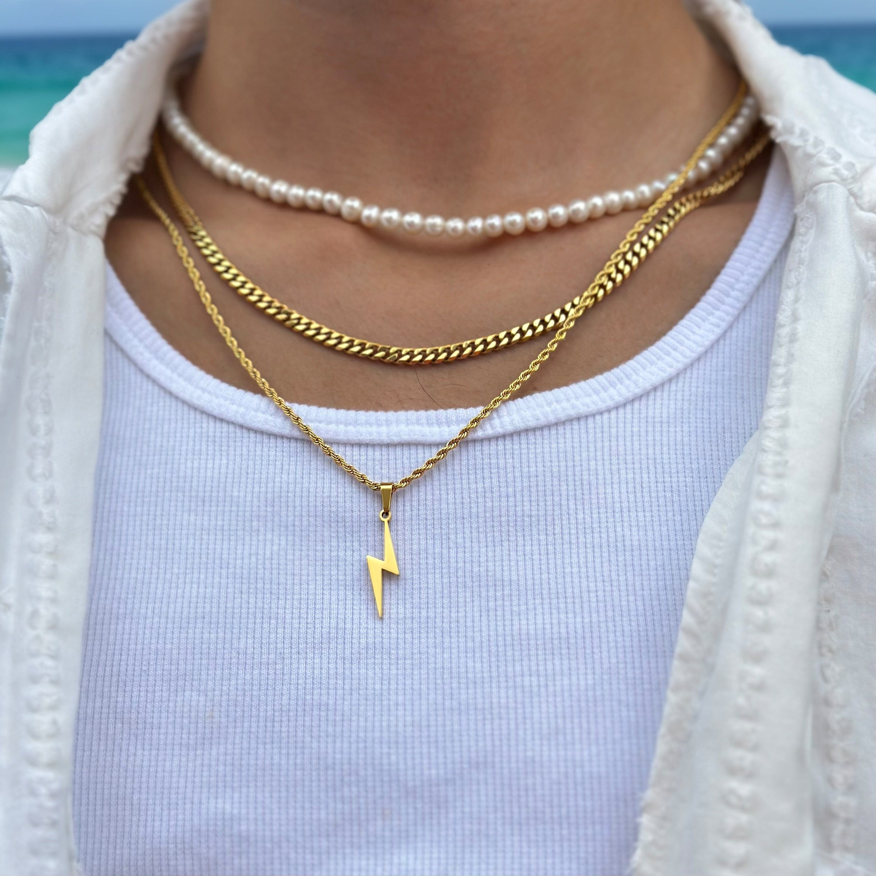 Flash Rope Chain - Gold (2mm) Chain with Pendant JVILLION