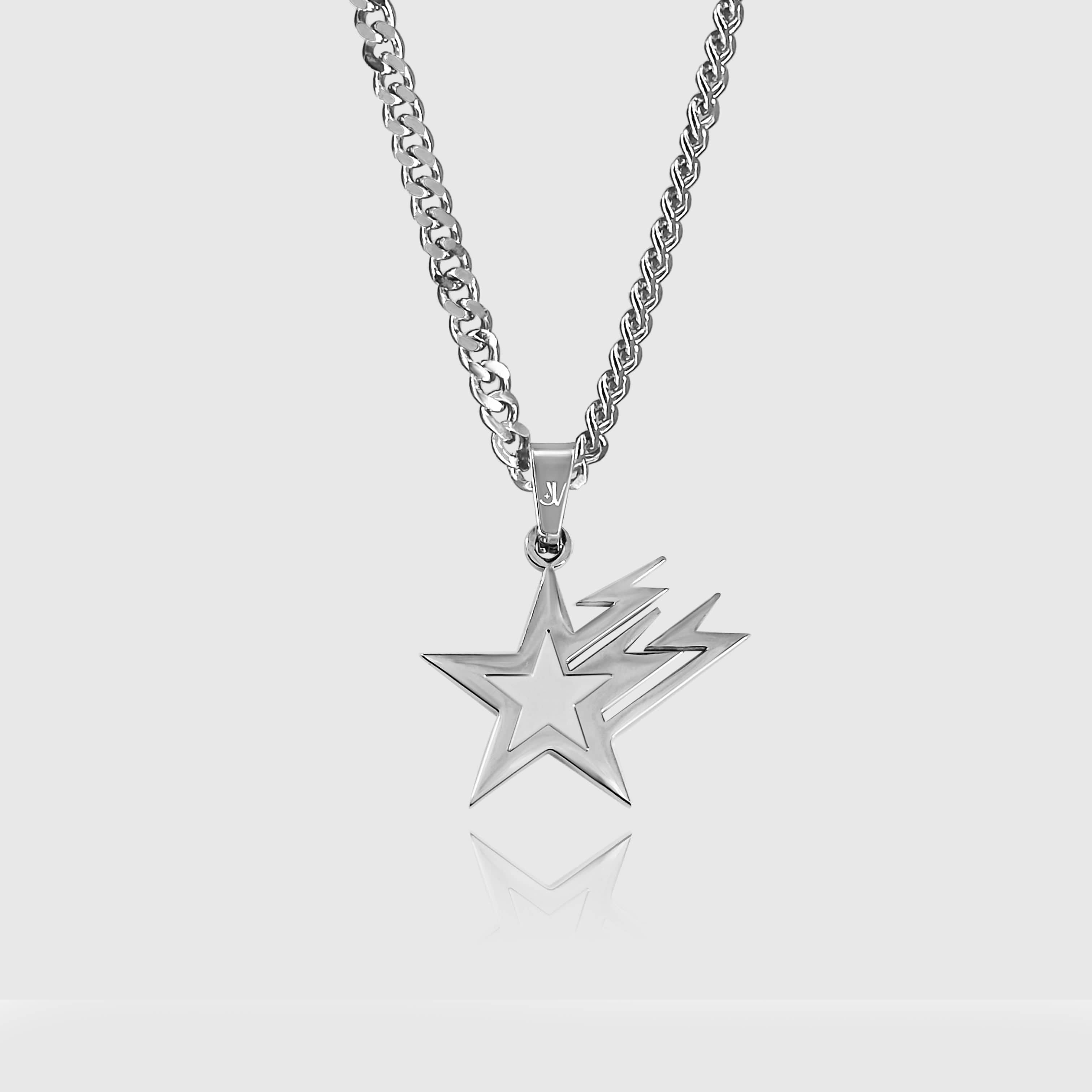 Galaxy Star Cuban Chain - Silver (4mm) Chain with Pendant JVILLION