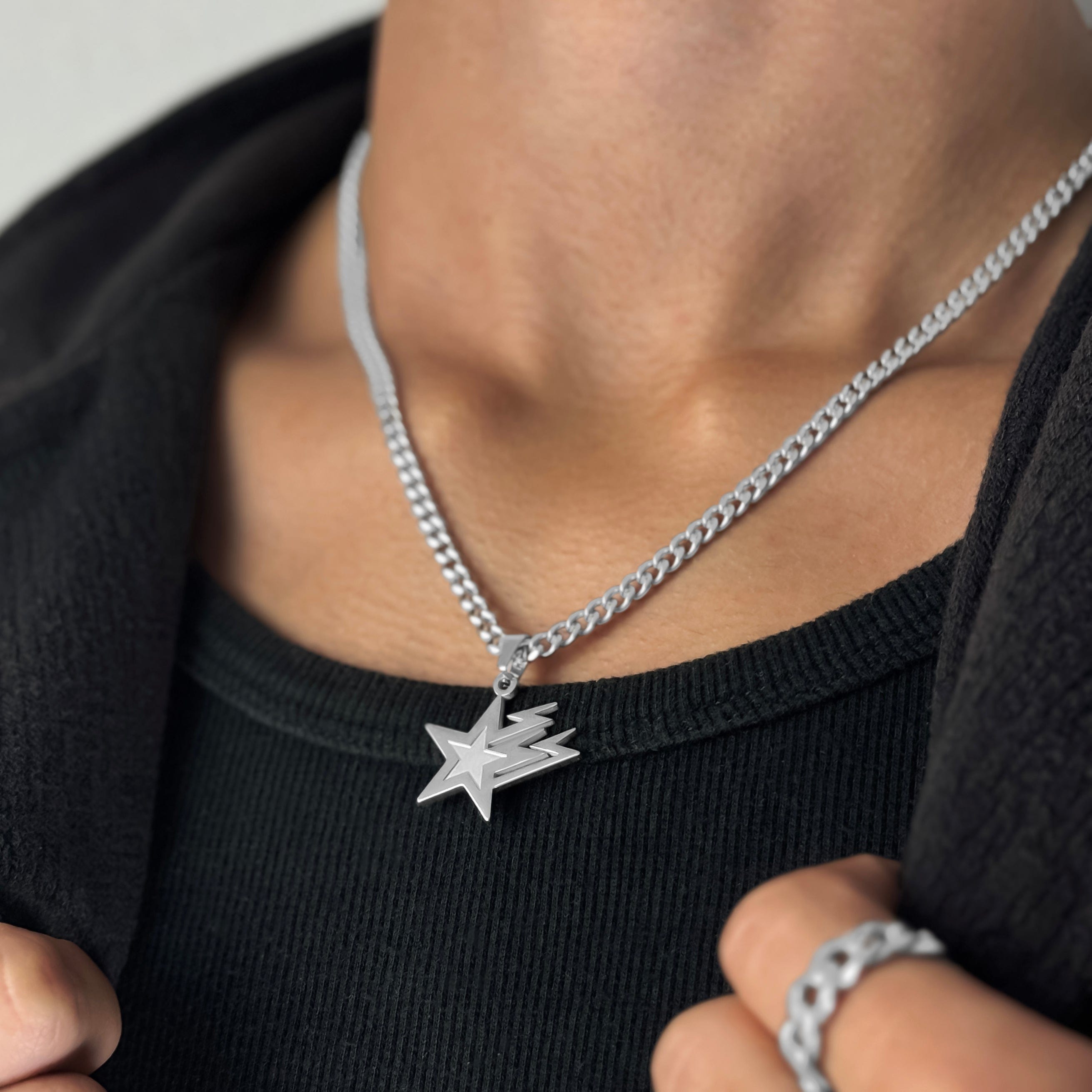 Galaxy Star Cuban Chain - Silver (4mm) Chain with Pendant JVillion®