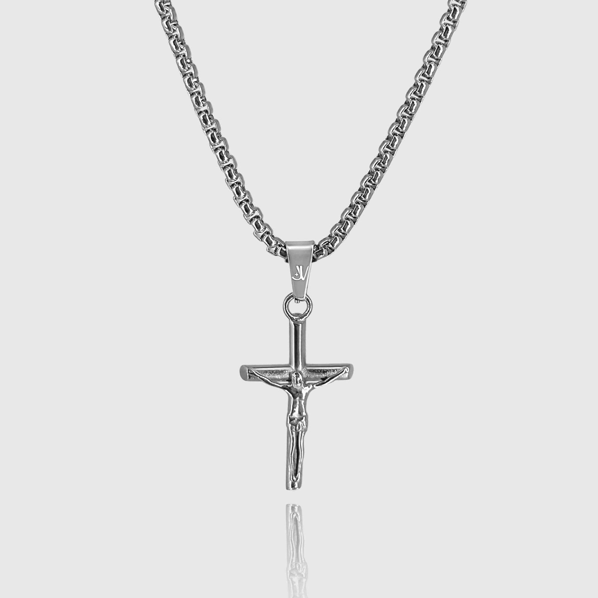 Jesus Cross Box Chain - Silver (2,5mm) - Chain with Pendant - 50cm / 20'' - JVillion®