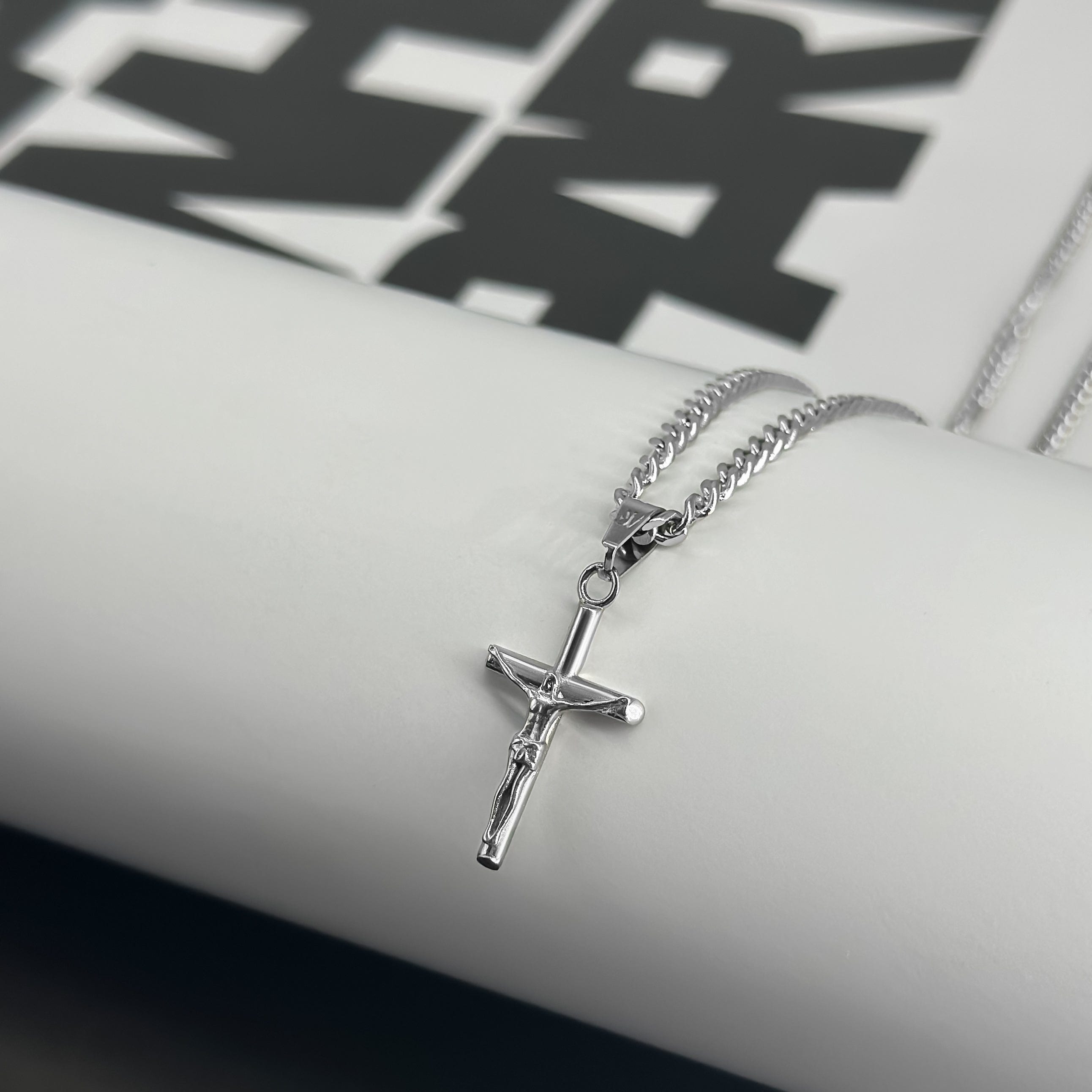 Jesus Cross Cuban Chain - Silver (4mm) Chain with Pendant JVILLION