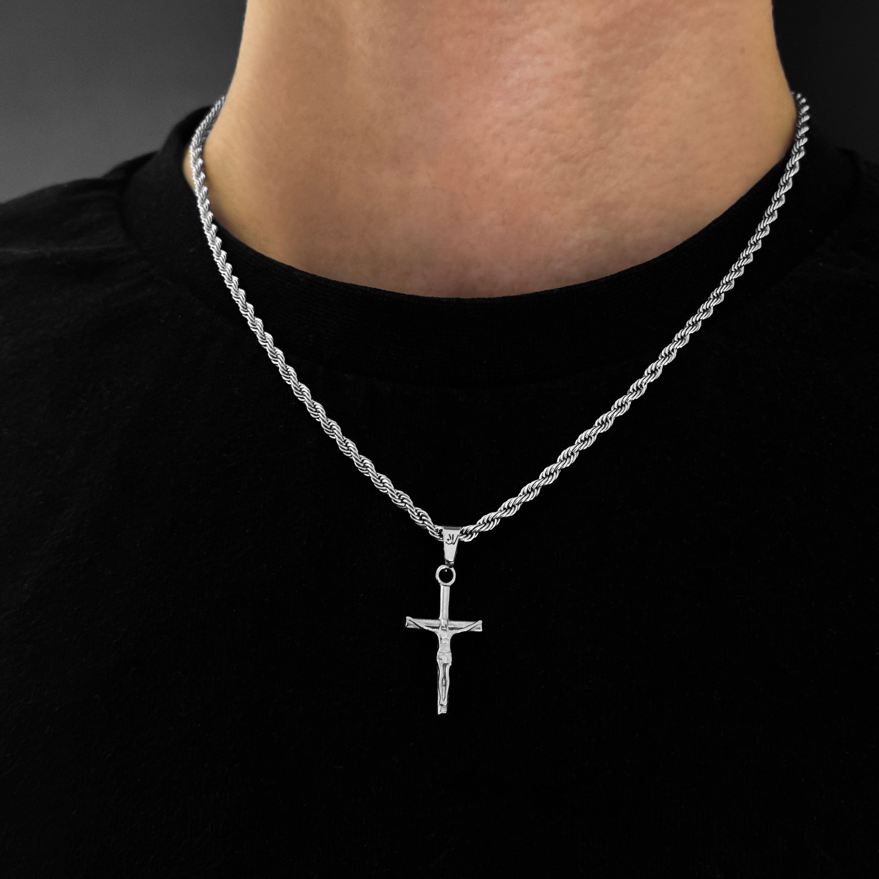 Jesus Cross Pendant Silver Men - Streetwear Jewelry
