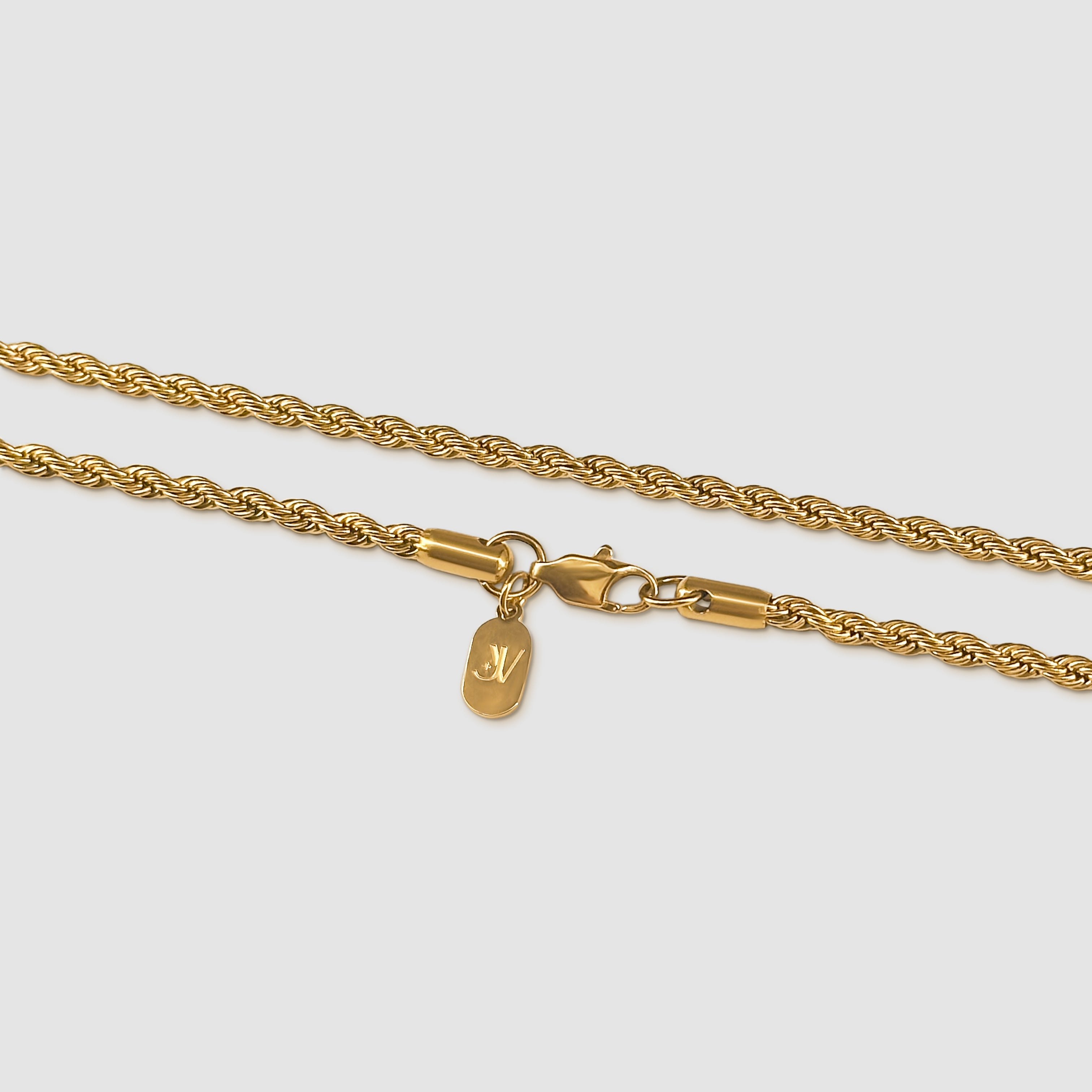 Jesus Cross Rope Chain Gold Men (3mm) - Streetwear Jewelry
