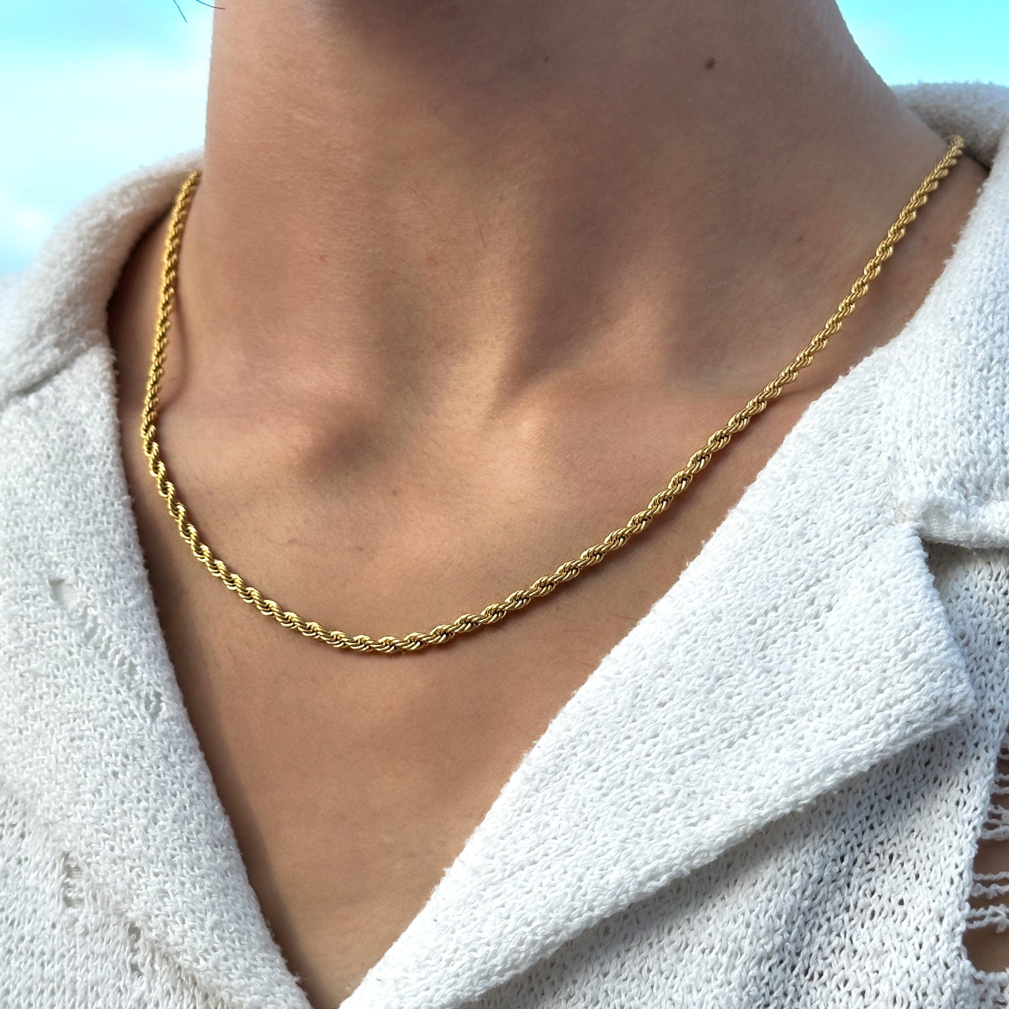 Twisted Oval Chain Necklace in 14k Yellow Gold | Angelucci Jewelry