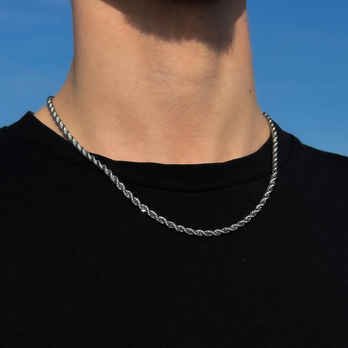 3mm Sterling Silver, Diamond Cut Solid Rope Chain Necklace - The Black Bow  Jewelry Company
