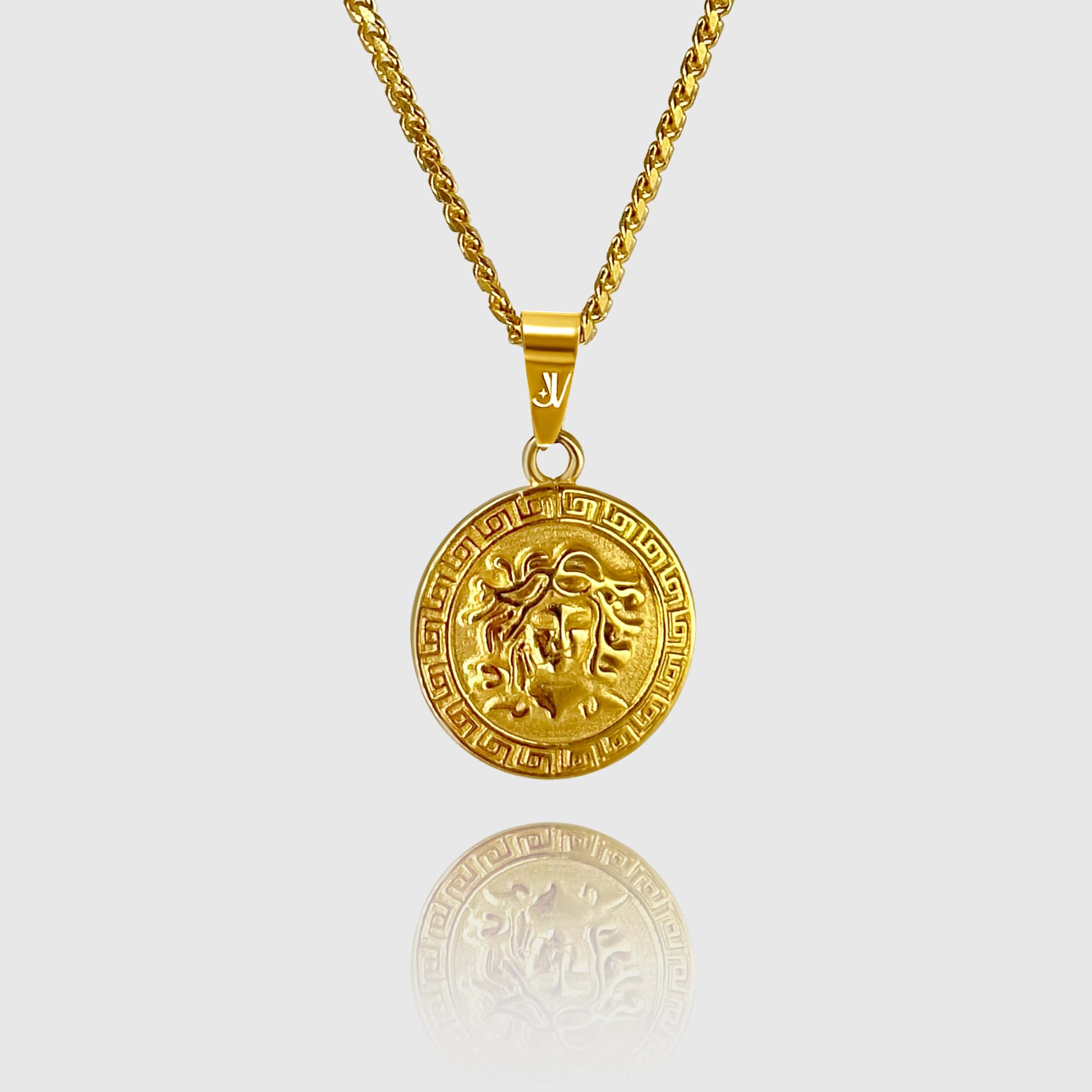 JVILLION Chain with Pendant Medusa Cuban Chain - Gold (4mm)