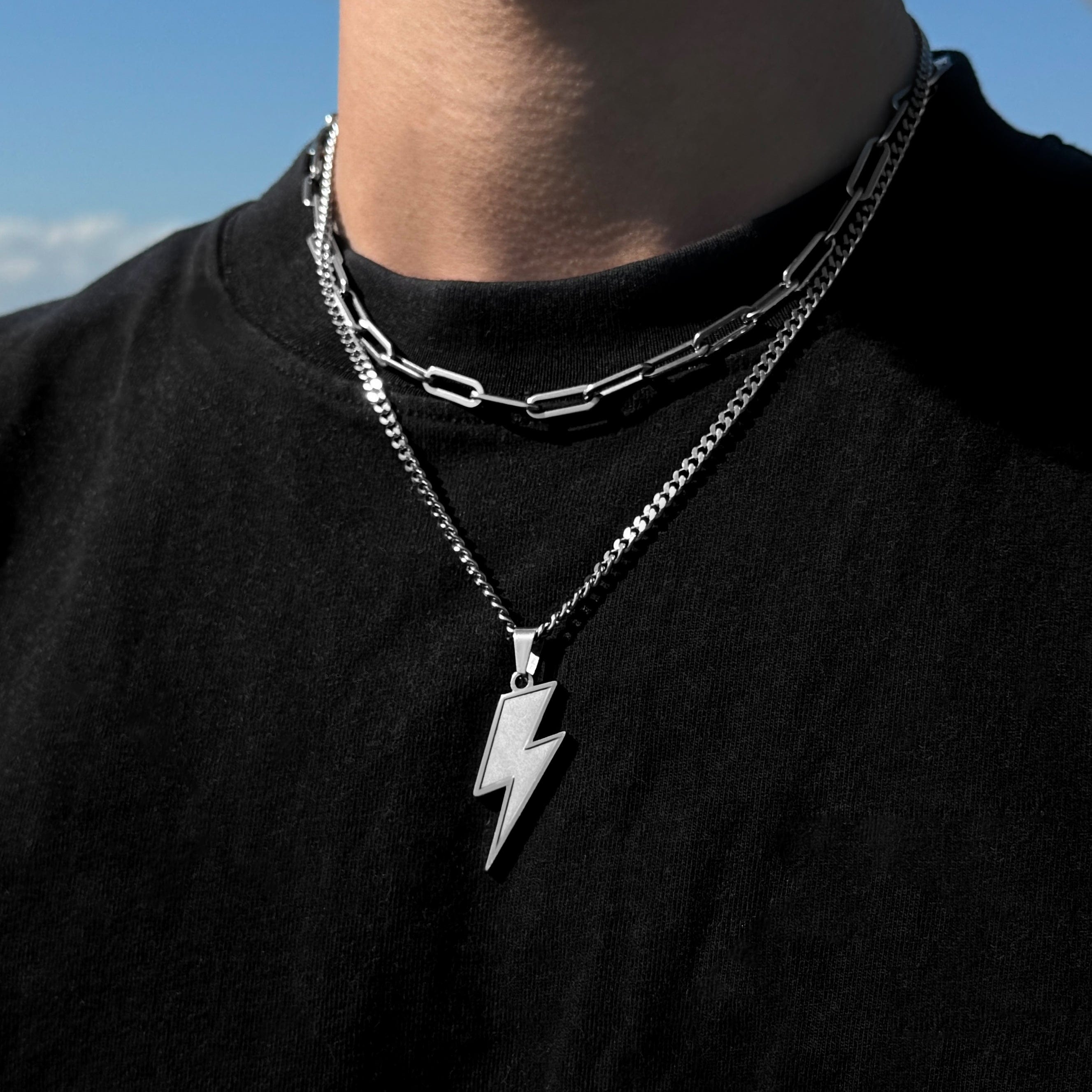 Lightning Cuban Chain - Silver (4mm) Chain with Pendant JVILLION