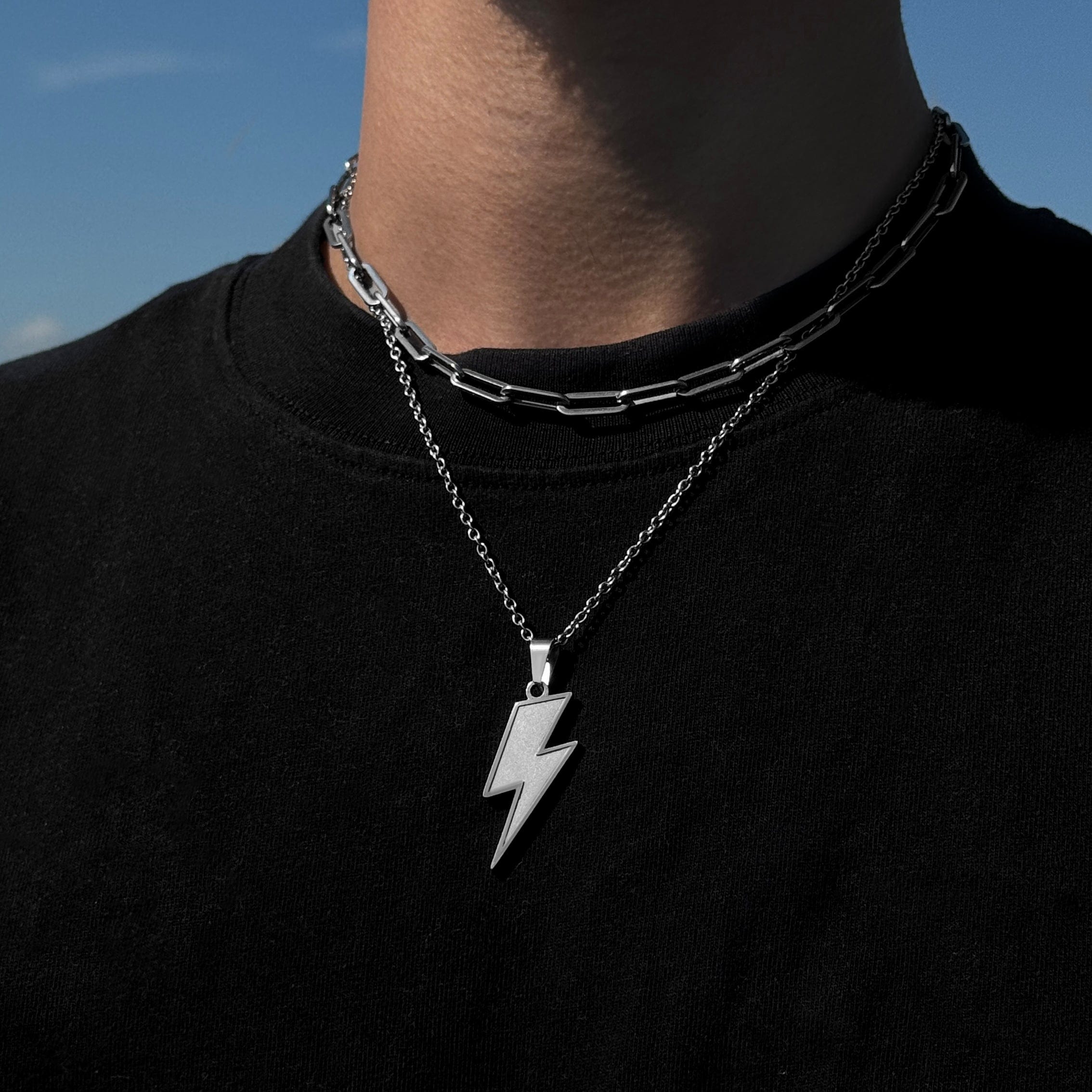 Lightning Rolo Chain - Silver (2mm) Chain with Pendant JVILLION