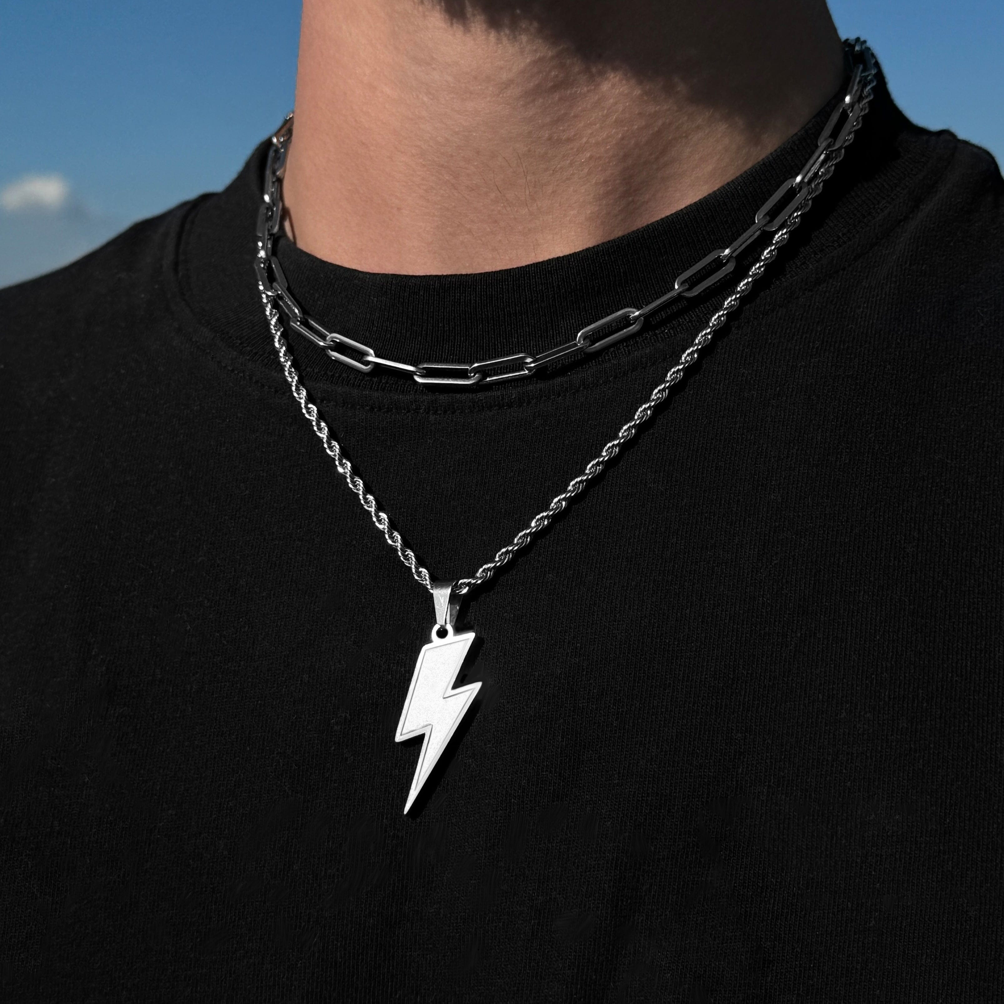 Lightning Rope Chain - Silver (3mm) Chain with Pendant JVILLION