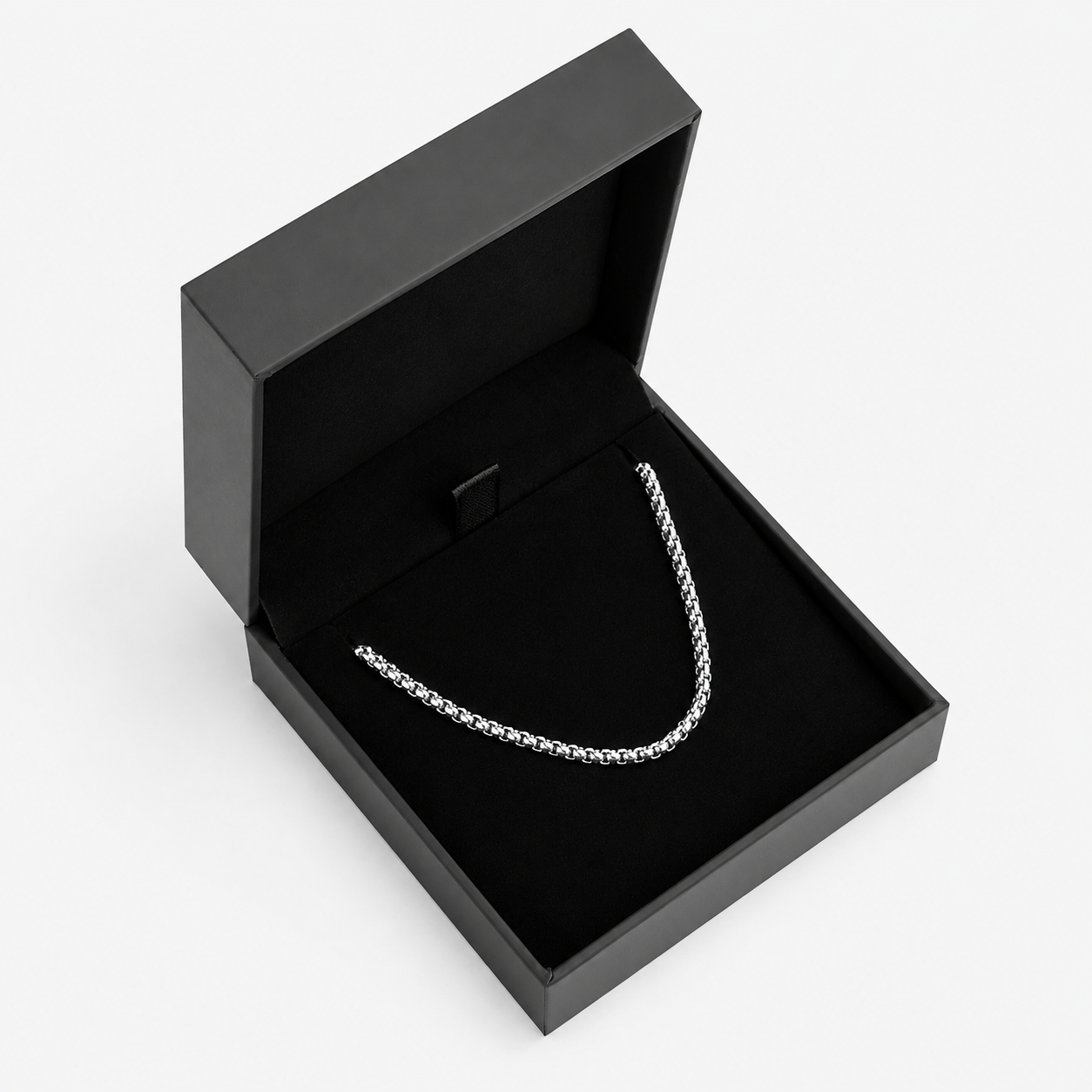 Collier maille vénitienne argenté pour homme dans un écrin noir, 2,5mm, acier inoxydable, JVillion