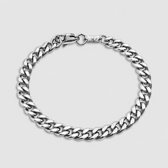 Pulsera cubana plateada de 6mm en acero inoxidable para hombre con cierre JVillion, foto de producto