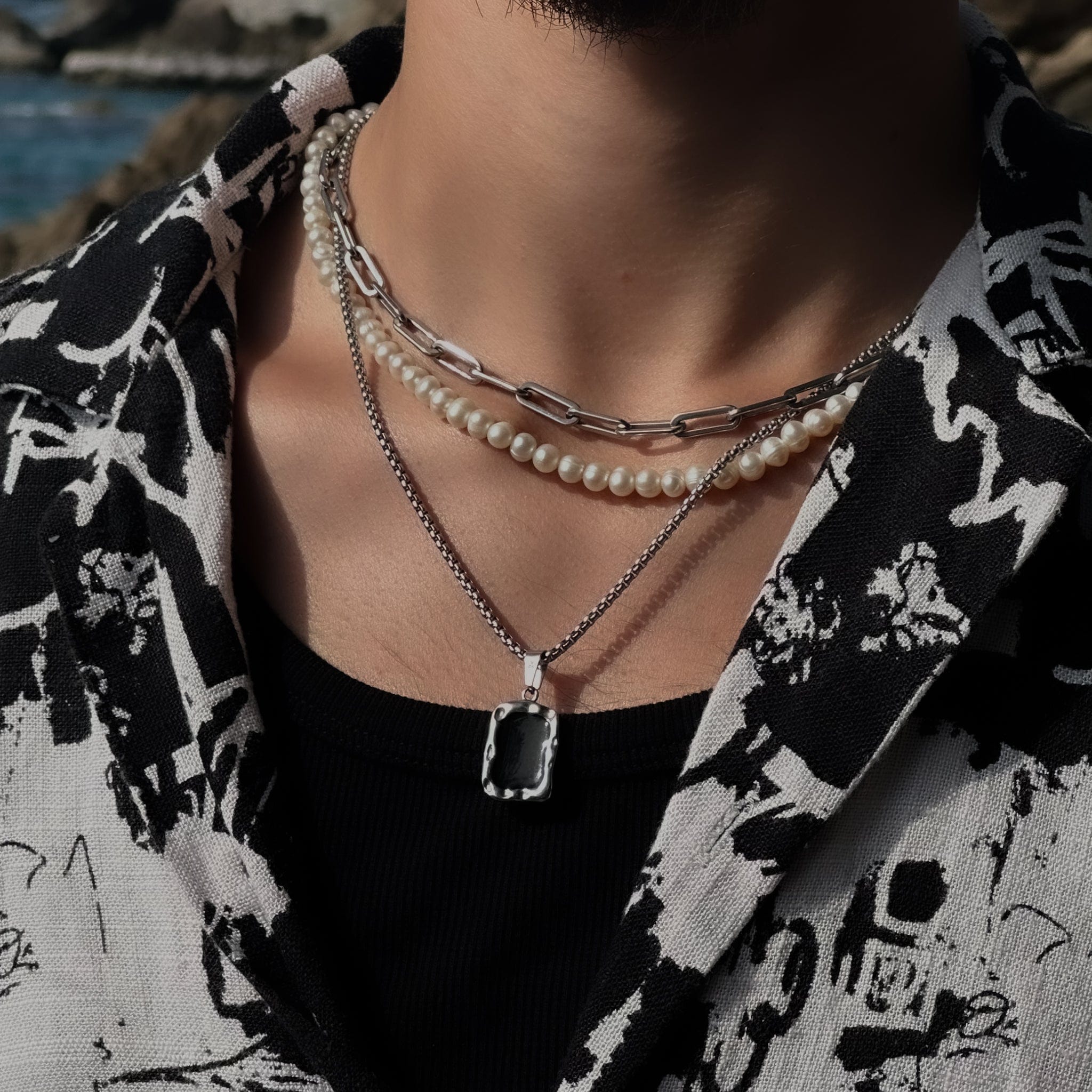 Onyx Box Chain - Silver (2,5mm) Chain with Pendant JVILLION