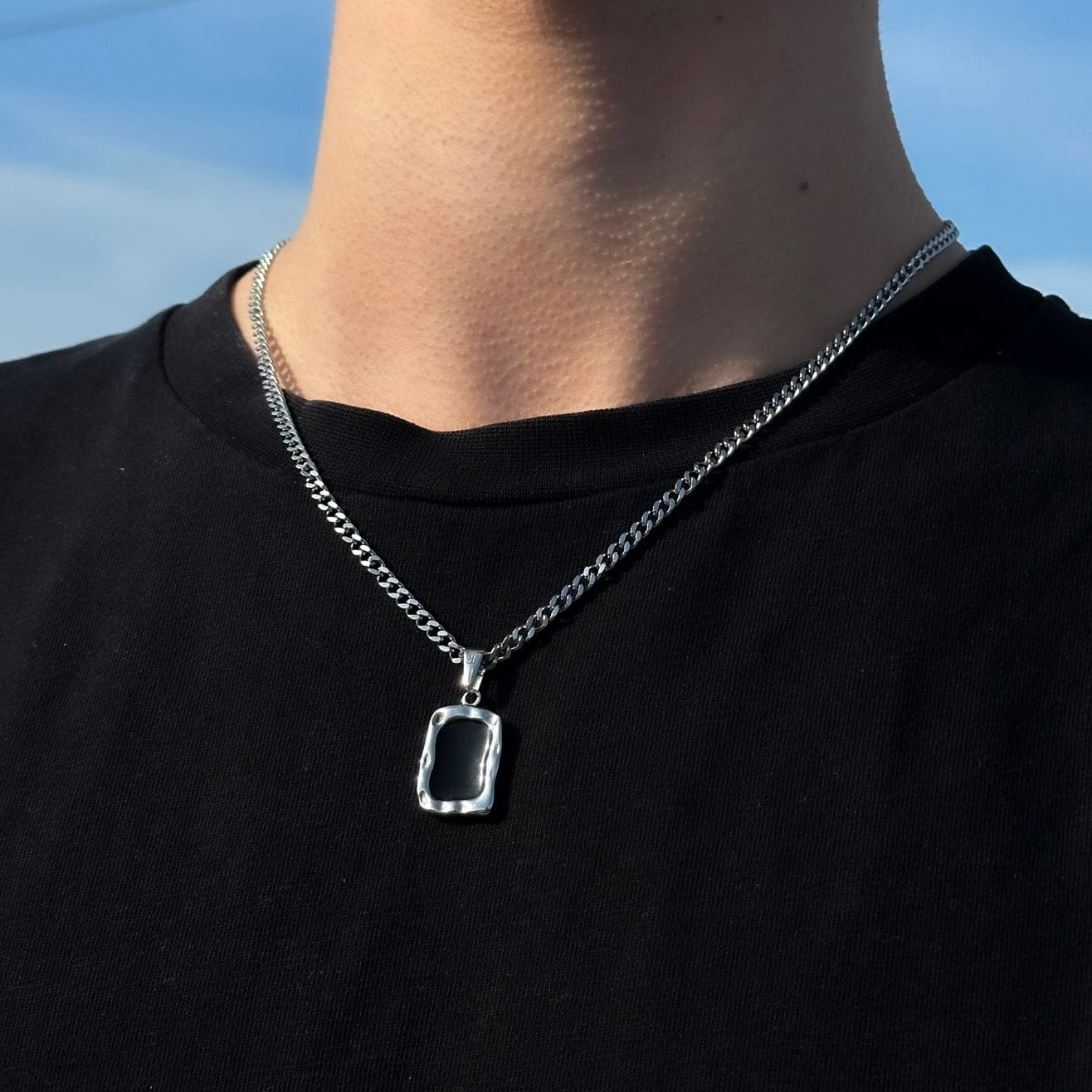 Onyx Cuban Chain - Silver (4mm) Chain with Pendant JVILLION