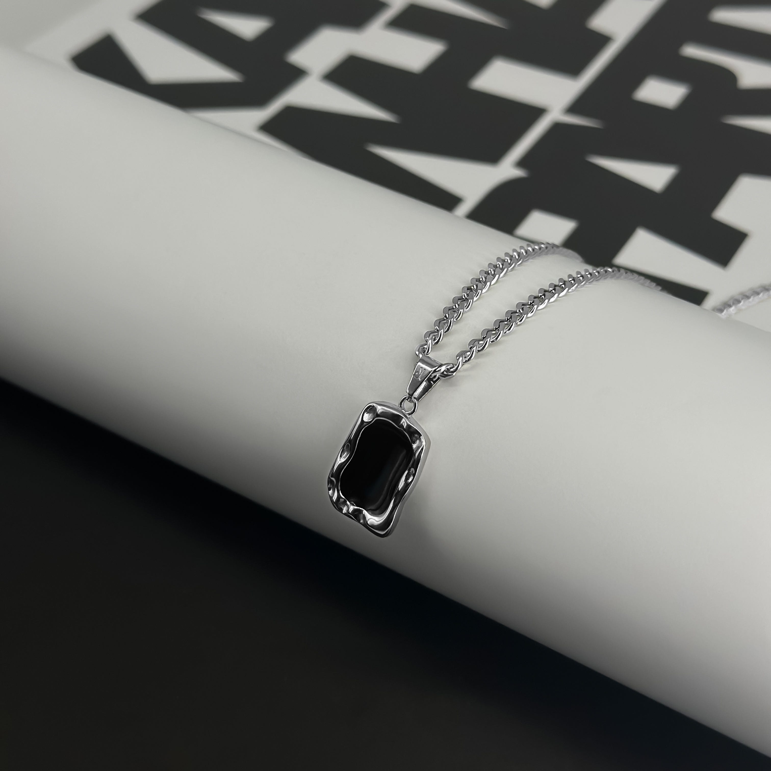 Onyx Cuban Chain - Silver (4mm) Chain with Pendant JVILLION