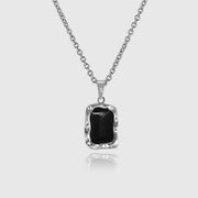 Silberner Anhänger mit schwarzem Onyx an 2mm Erbskette, JVillion