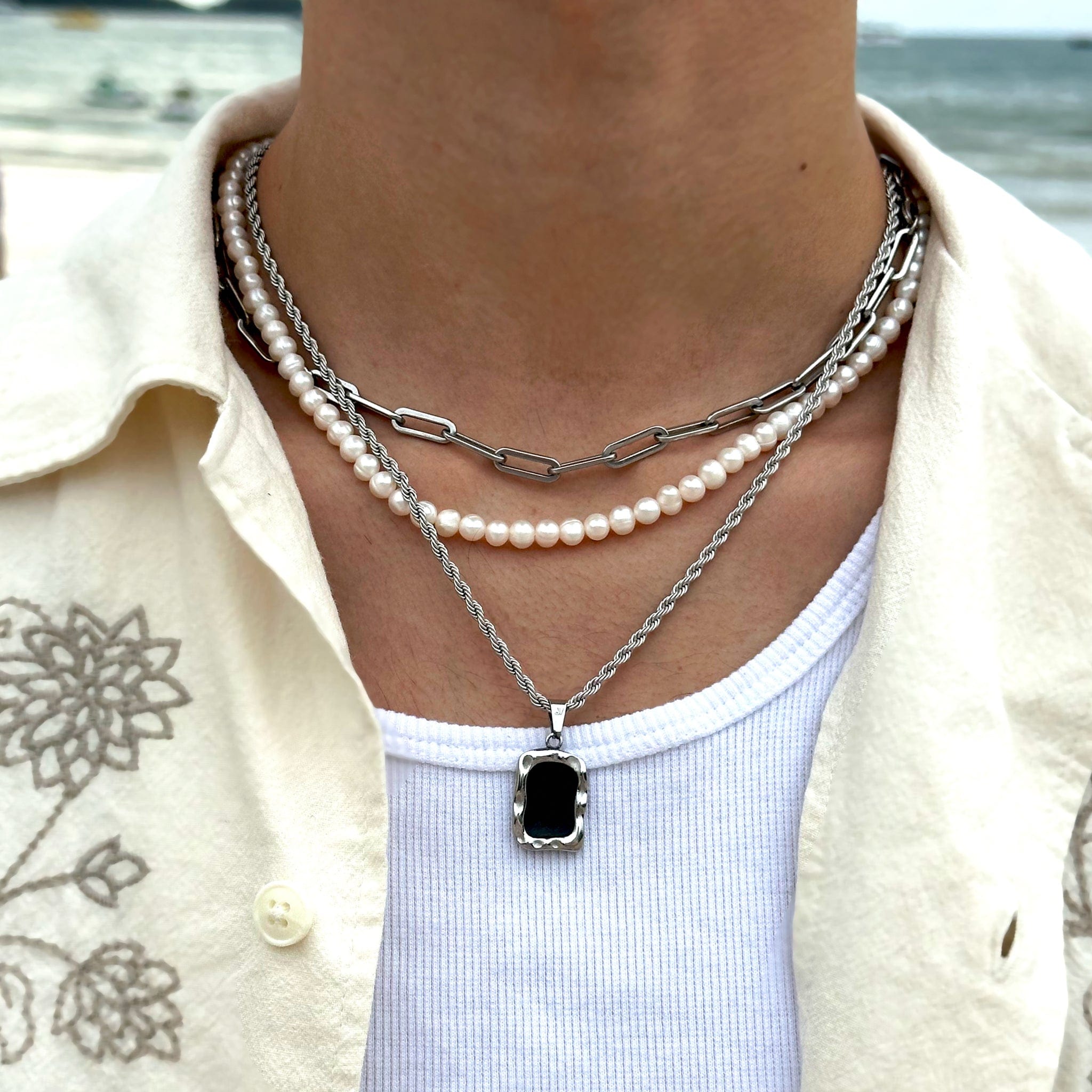 Onyx Rope Chain - Silver (3mm) Chain with Pendant JVILLION