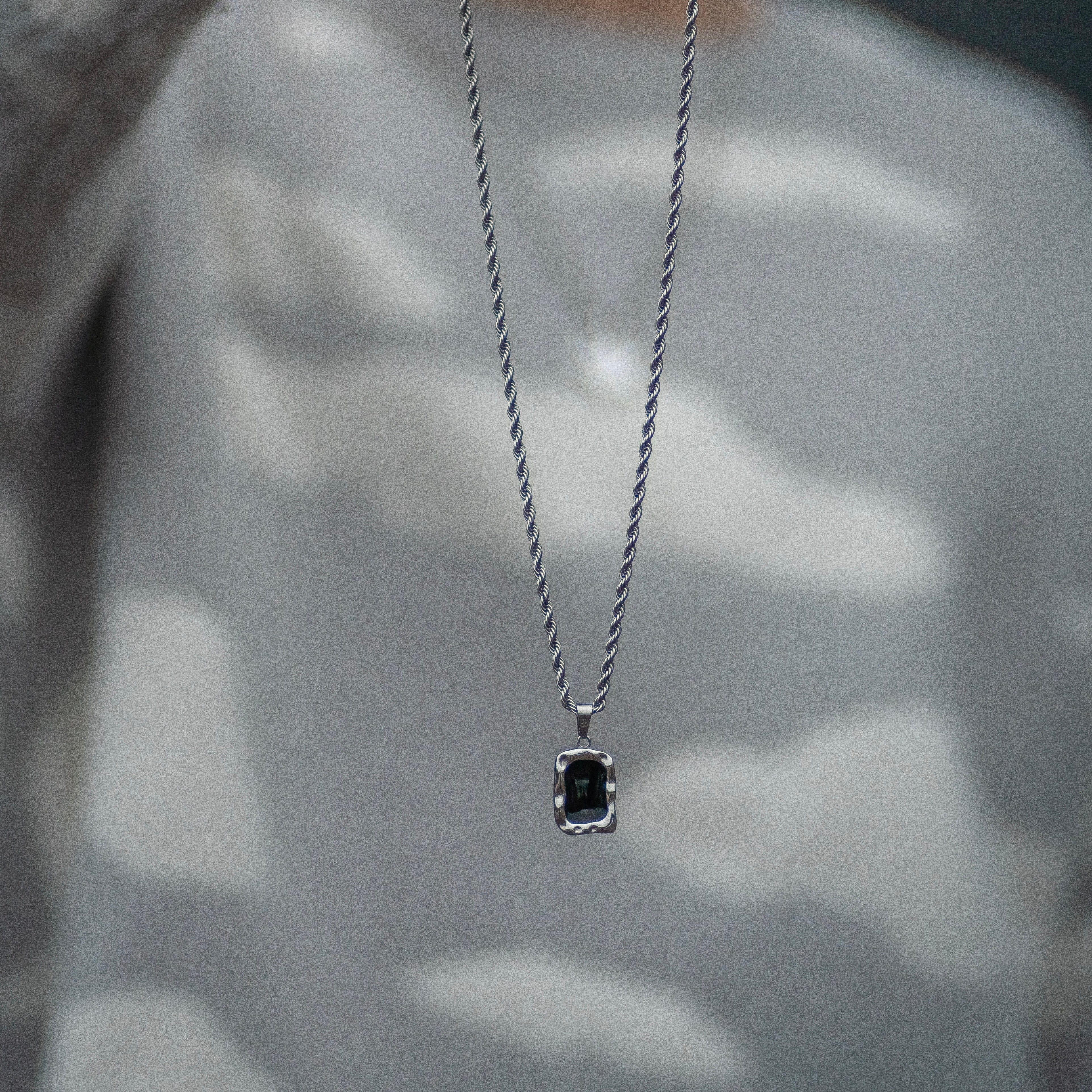 Onyx Rope Chain - Silver (3mm) Chain with Pendant JVILLION