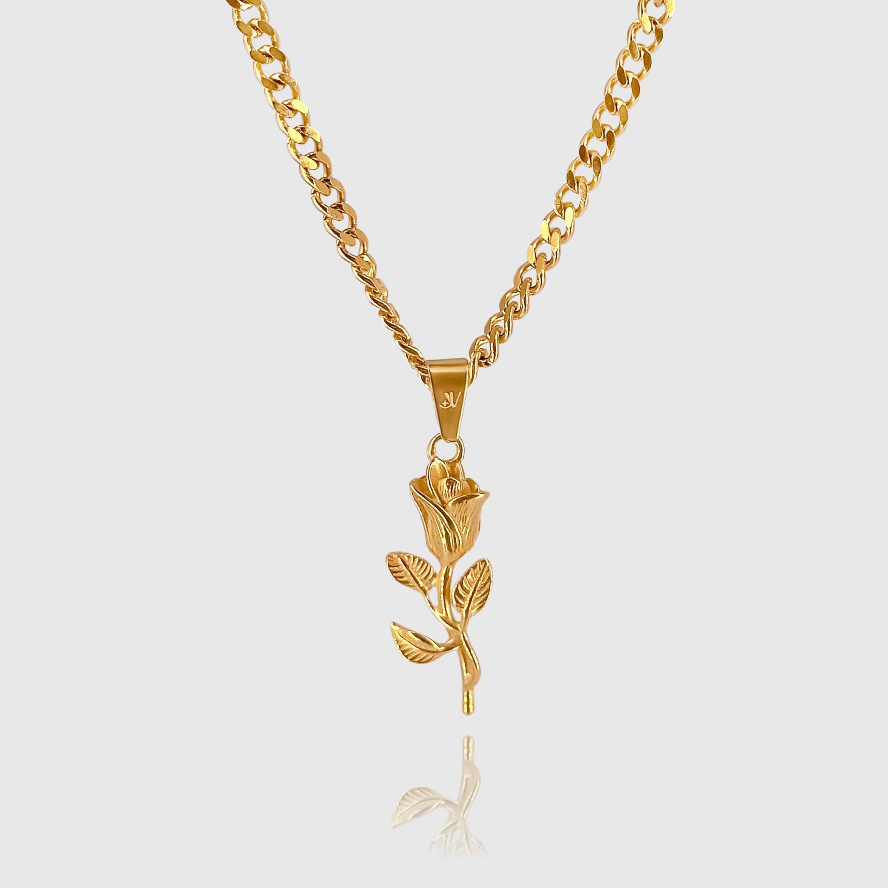 Rose Cuban Chain - Gold (4mm) Chain with Pendant JVILLION