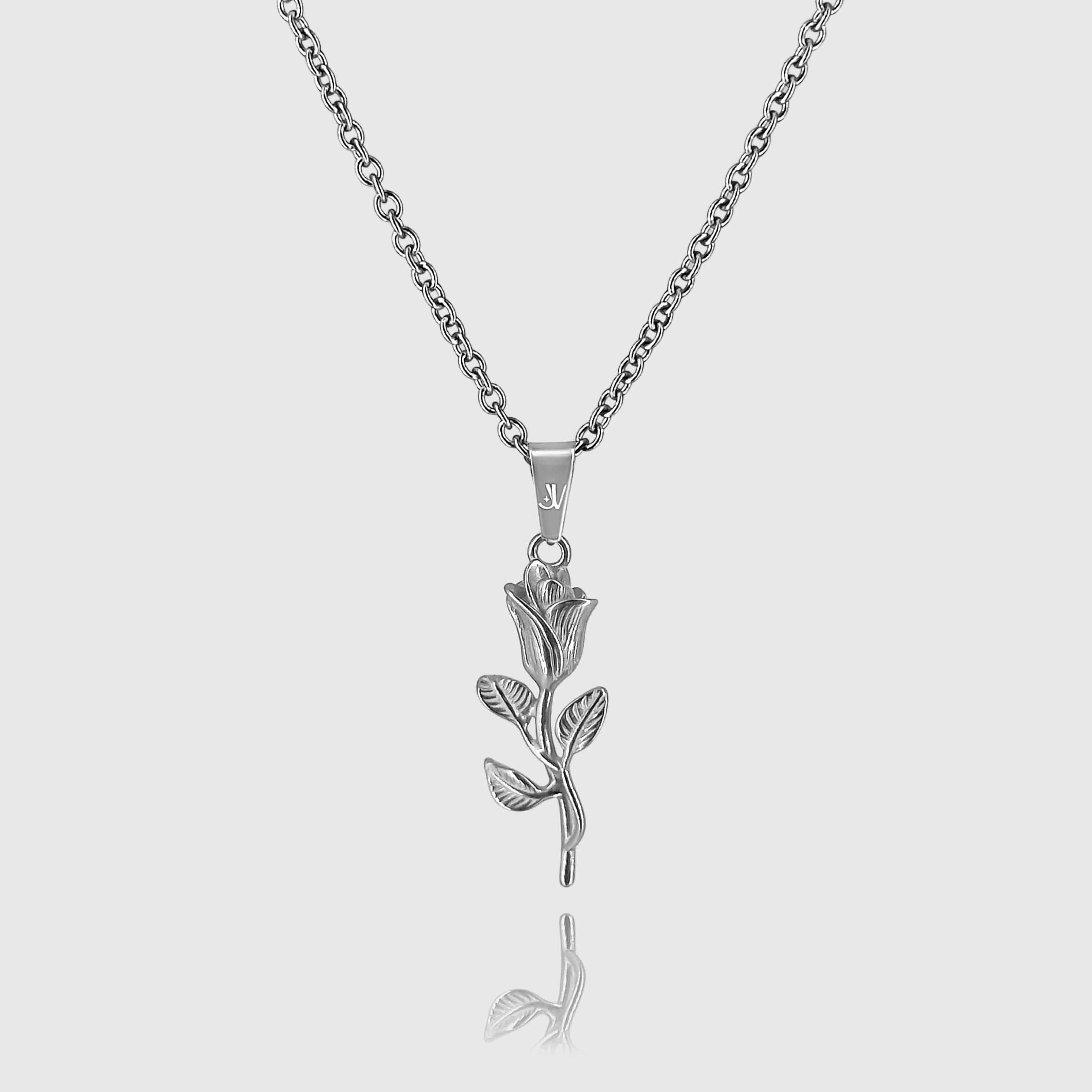 Rose Rolo Chain - Silver (2mm) Chain with Pendant JVILLION