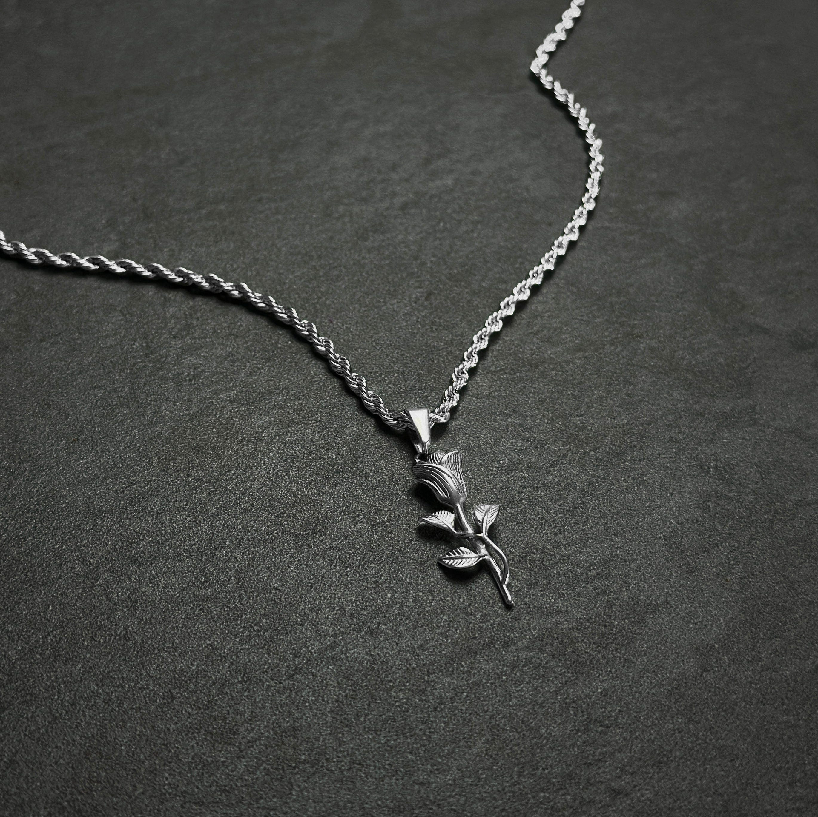 Rose Rope Chain - Silver (3mm) Chain with Pendant JVillion®