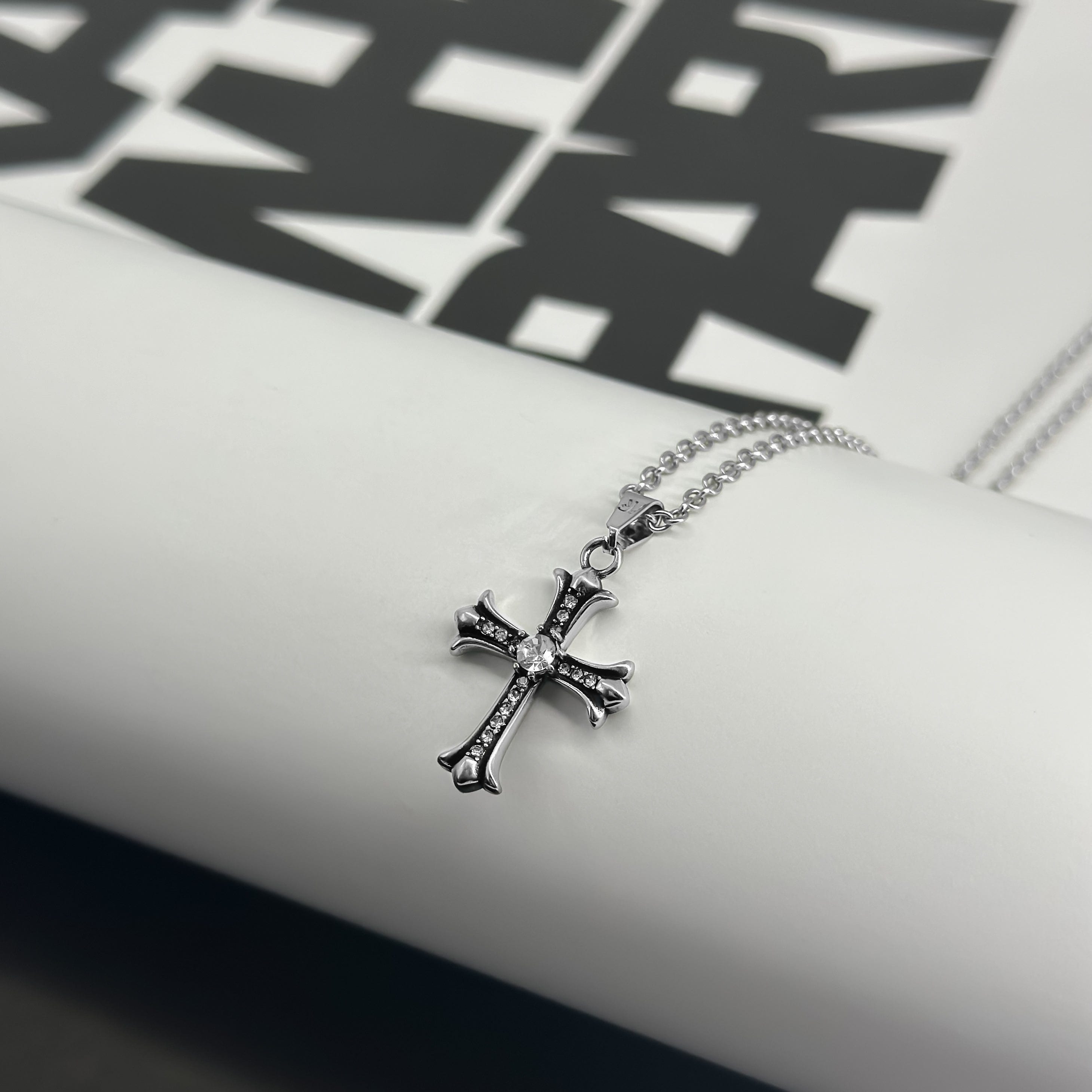 Shiny Cross Rolo Chain - Silver (2mm) Chain with Pendant JVILLION