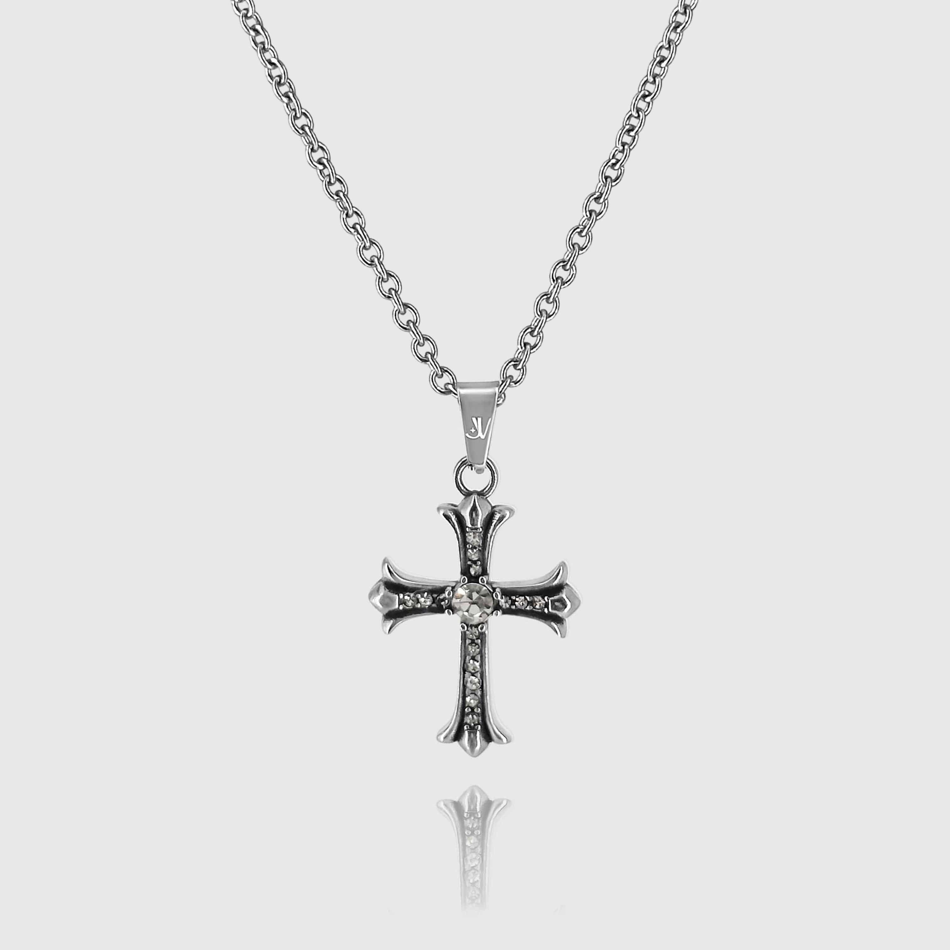 Shiny Cross Rolo Chain - Silver (2mm) Chain with Pendant JVILLION