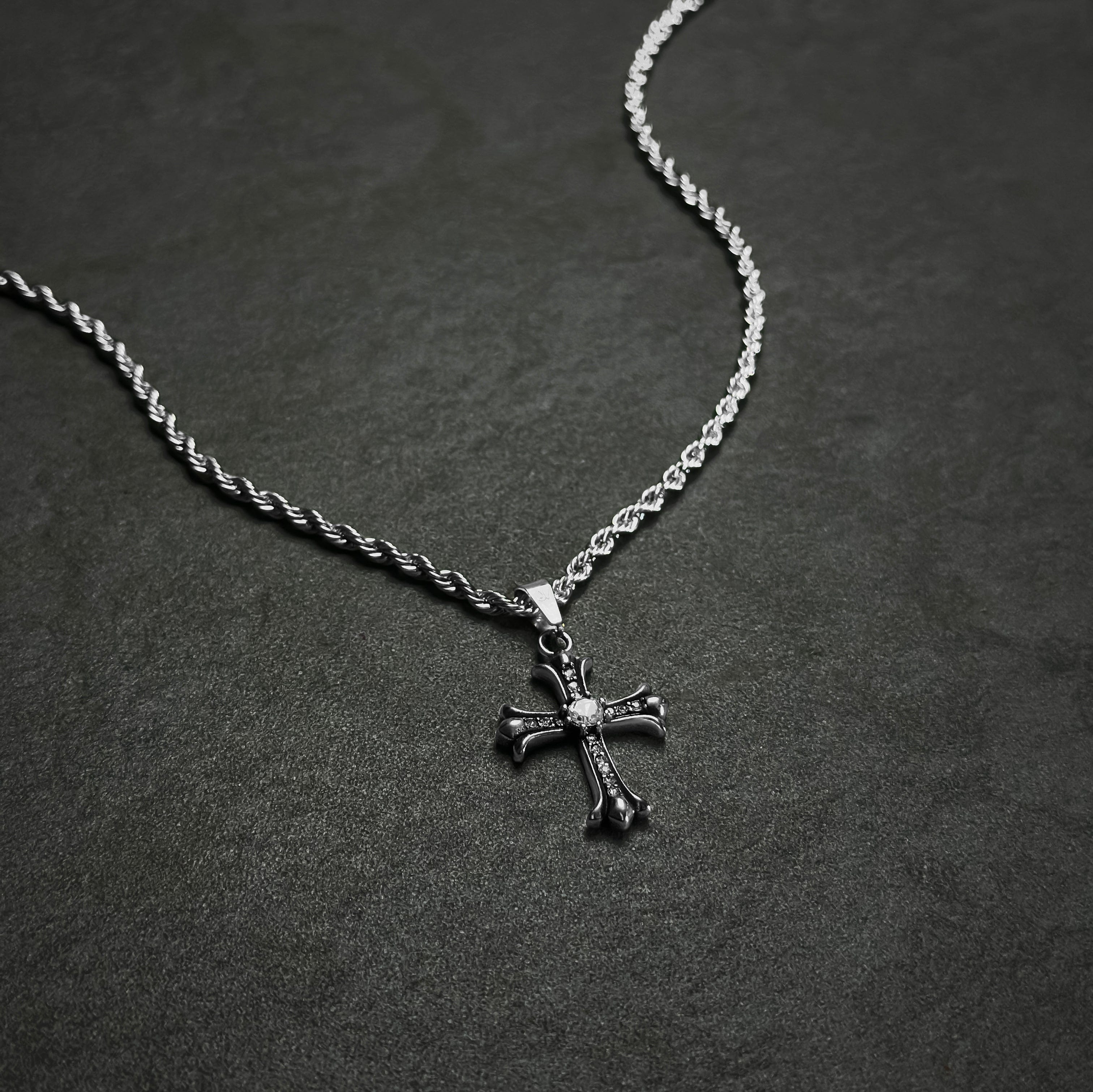 Shiny Cross Rope Chain - Silver (3mm) Chain with Pendant JVillion®