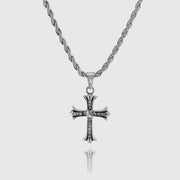 Silberner Anhänger mit poliertem Kreuz an 3mm Kordelkette, JVillion