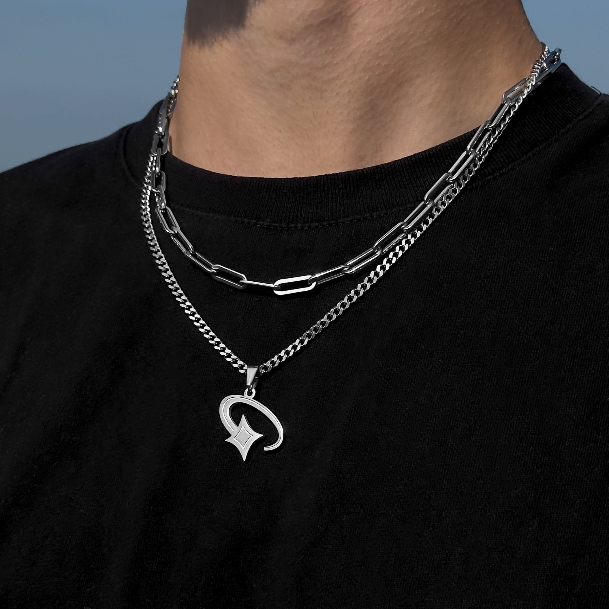 Shooting Star Cuban Chain - Silver (4mm) Chain with Pendant JVILLION