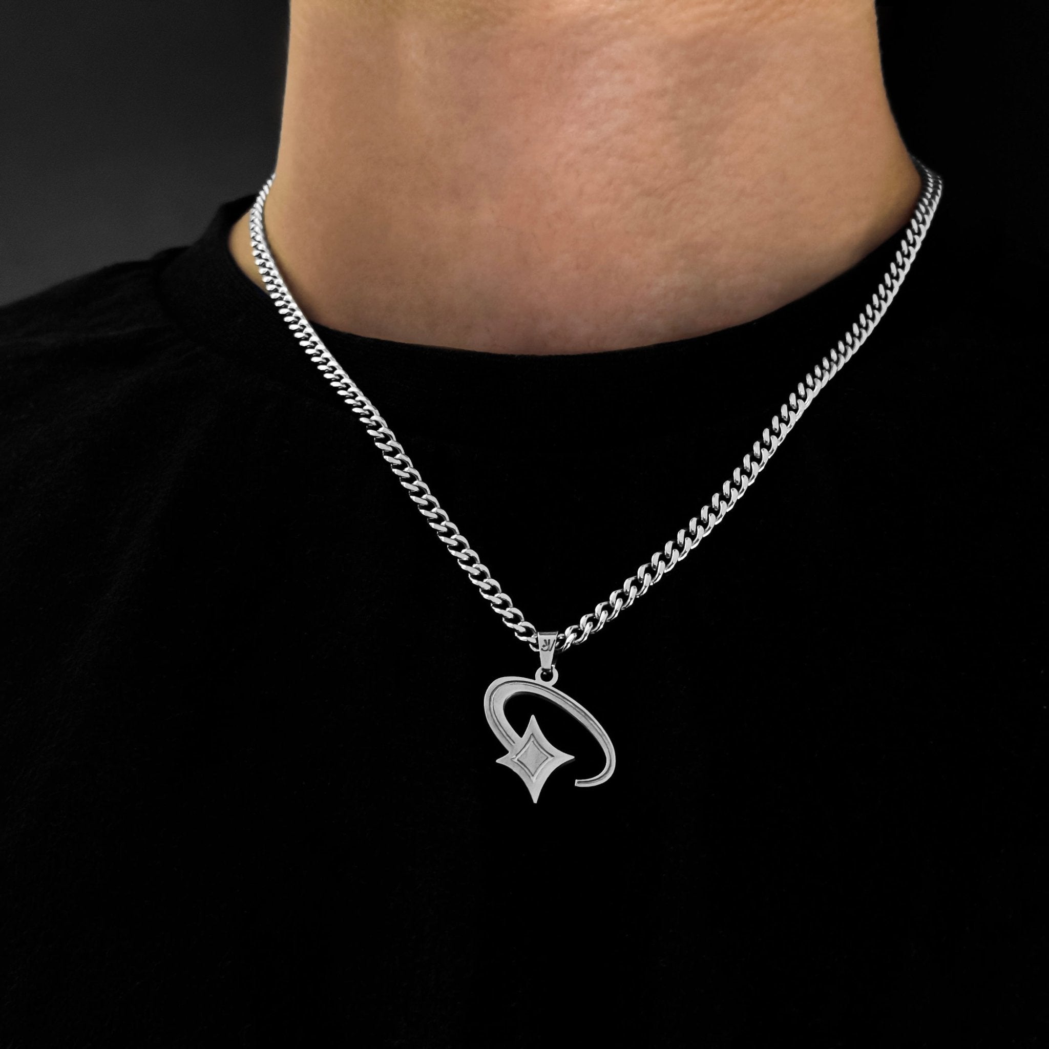 Shooting Star Cuban Chain - Silver (4mm) - Chain with Pendant - 50cm / 20'' - JVillion®