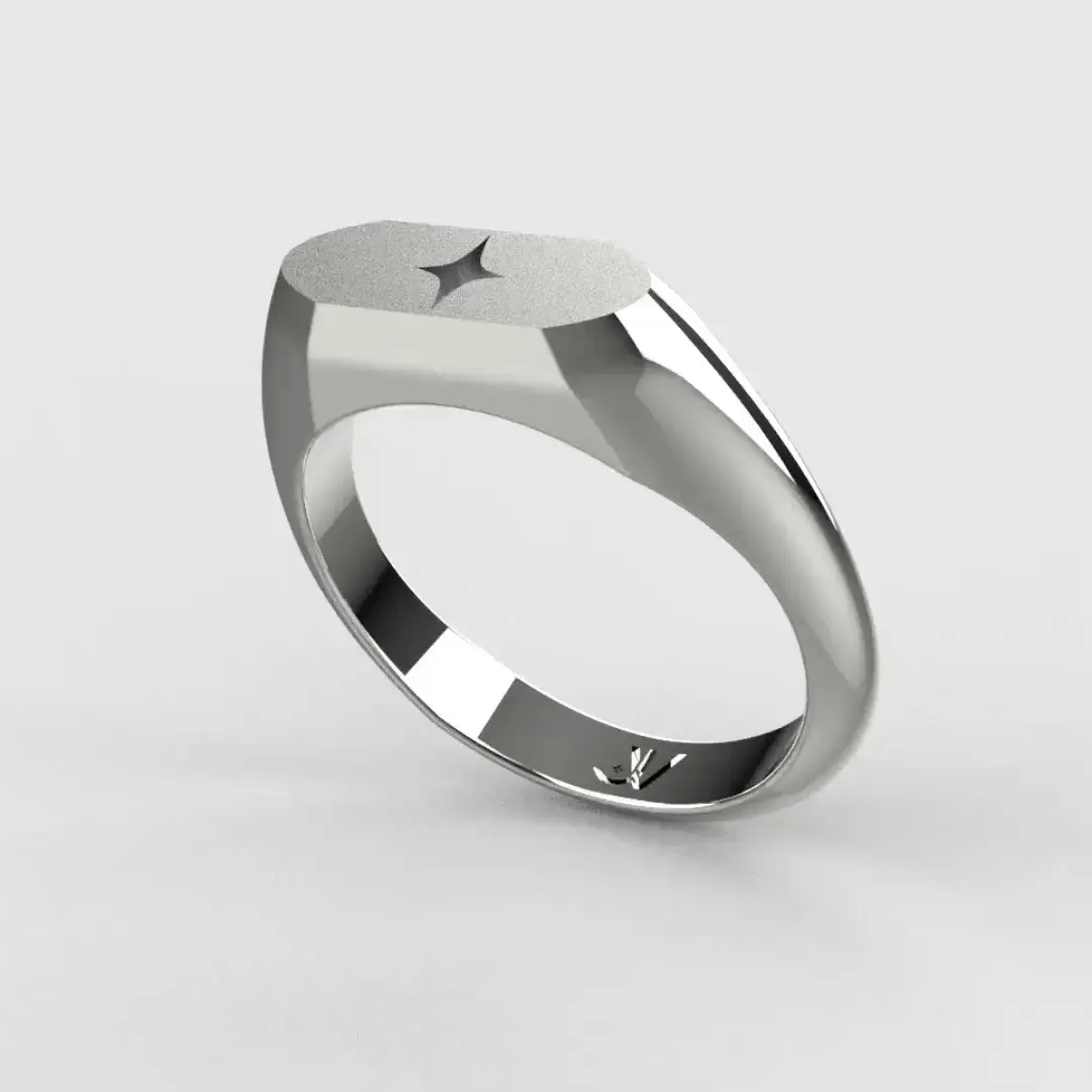 Signet Star Ring - Silver showcasing its sleek design, perfect for JVillion® Streetwear Jewelry.