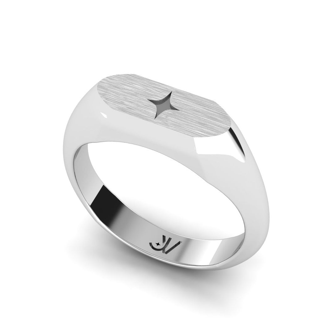 Signet Star Ring - Silver from JVillion® Streetwear Jewelry, featuring a unique star design.