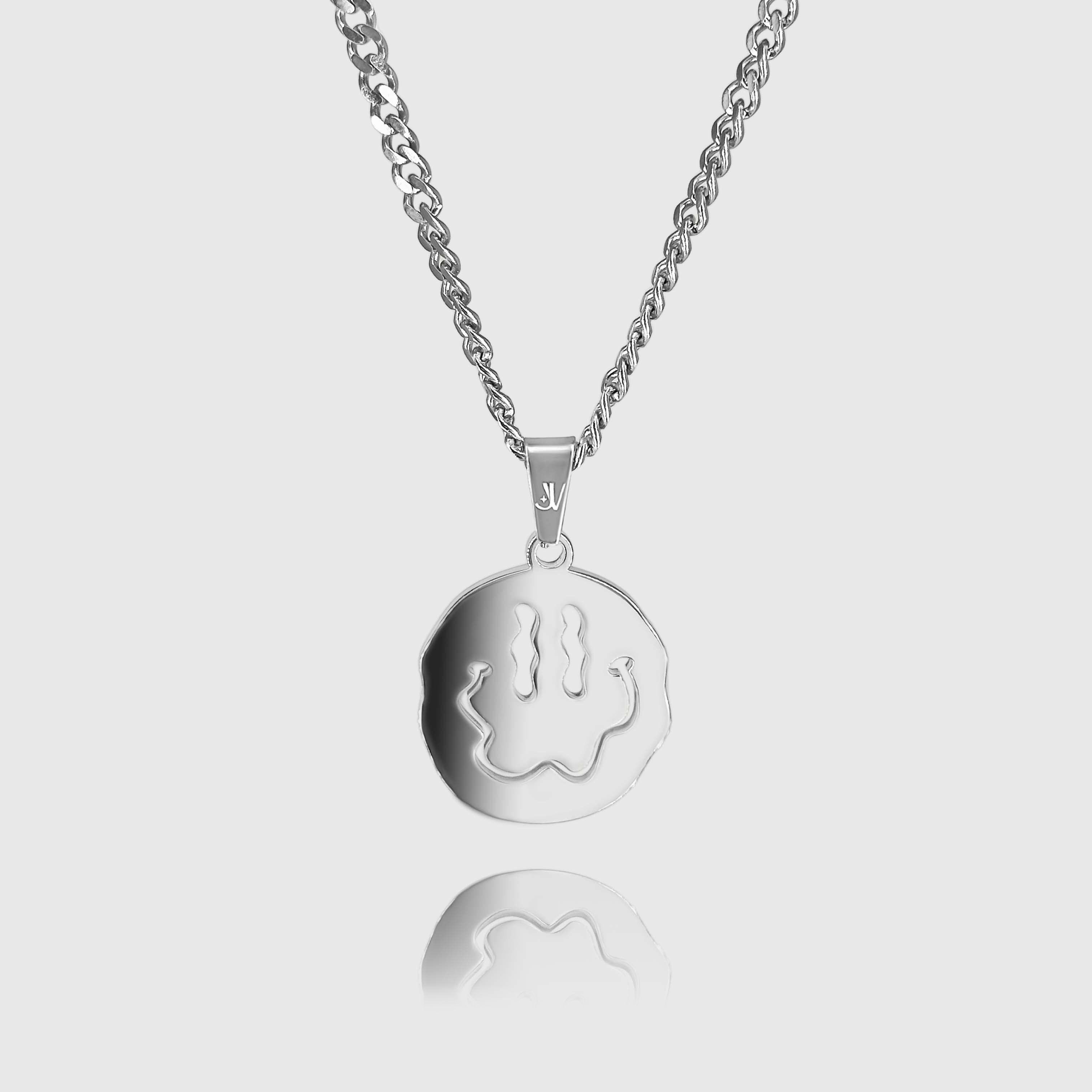 Smiley Cuban Chain - Silver (4mm) Chain with Pendant JVILLION