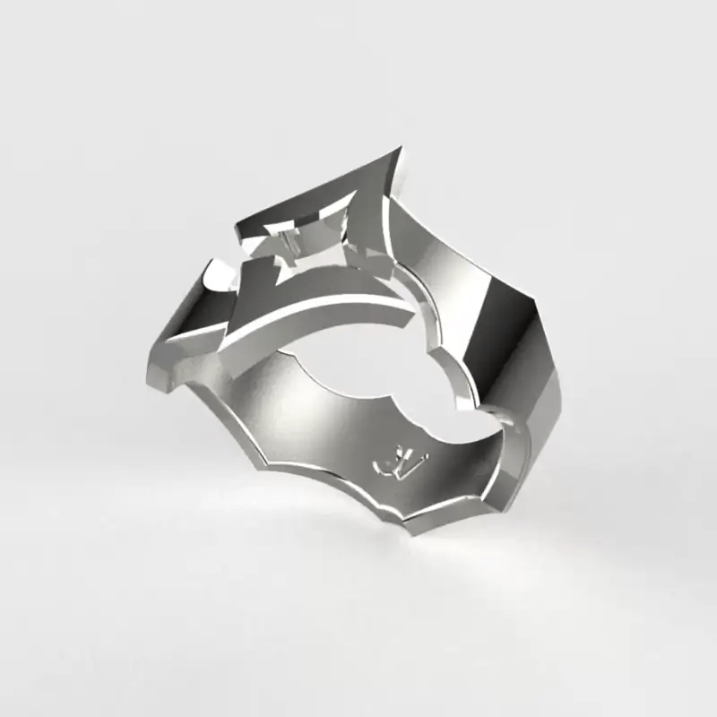 Minimalist silver star ring with split band detail